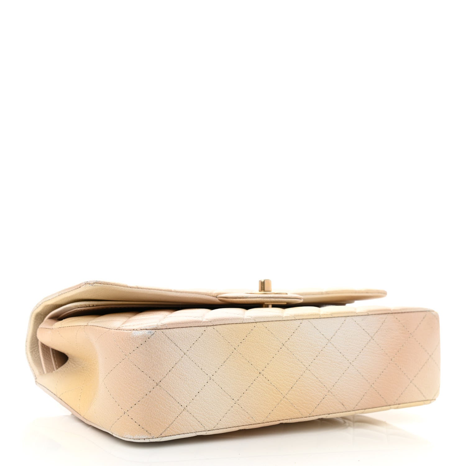 Chanel Metallic Goatskin Quilted Ombre Medium Double Flap Gold 4 of 12