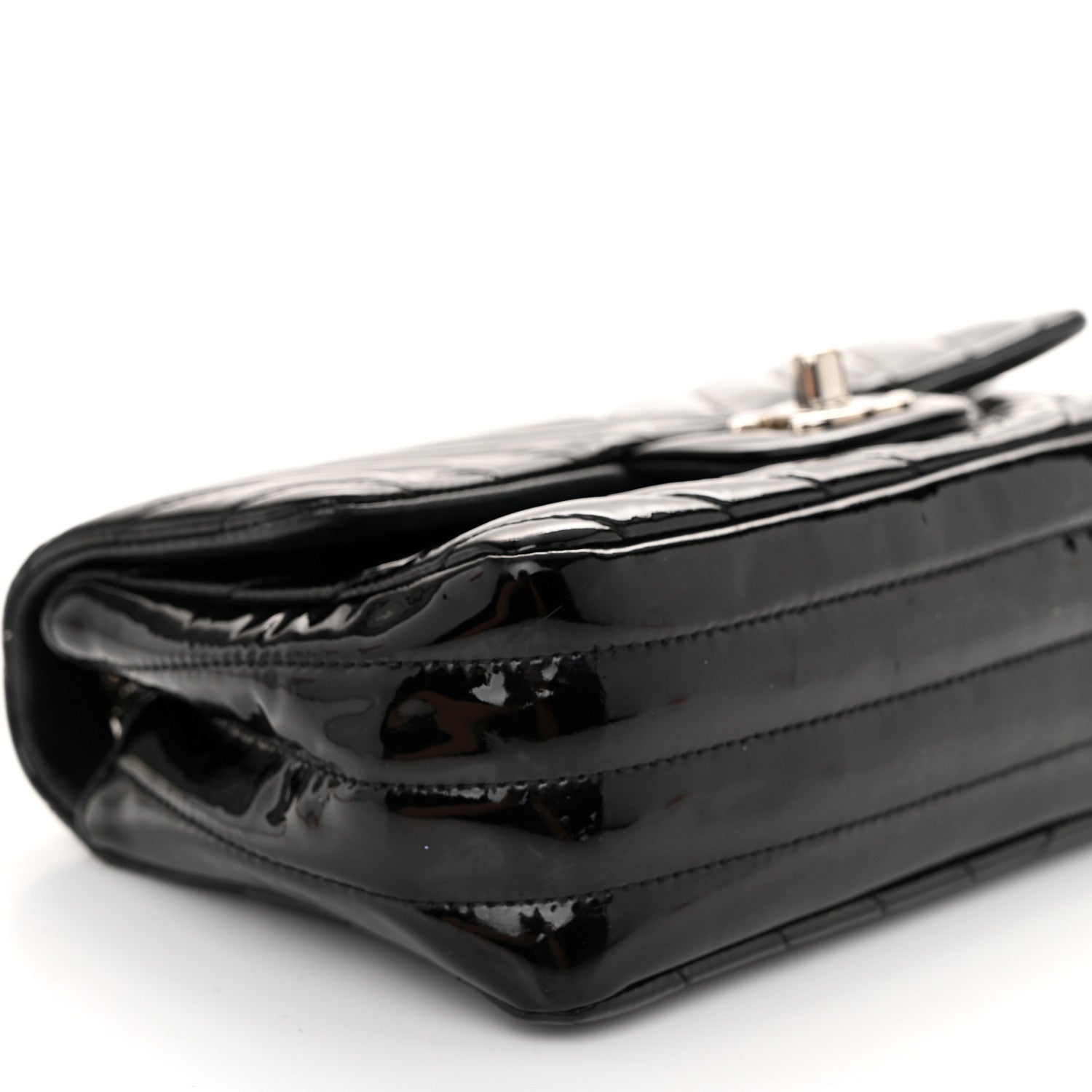 Chanel Patent Calfskin Chevron Quilted Mini Rectangular Flap Black 9 of 10