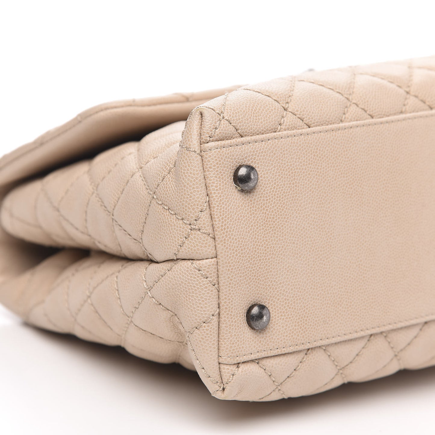 Caviar Quilted Medium Coco Handle Flap Light Beige