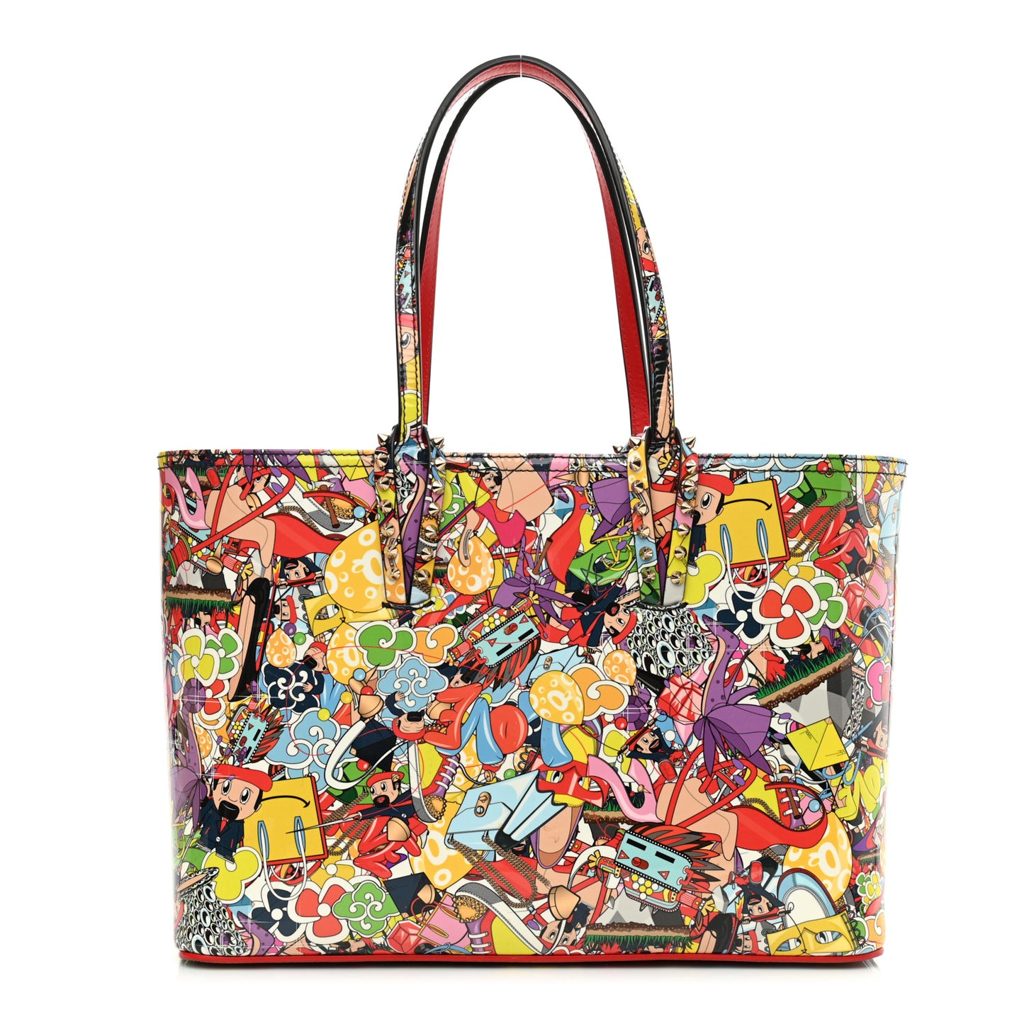 Patent Calfskin Small Super Loubi Print Cabata Tote Multicolor