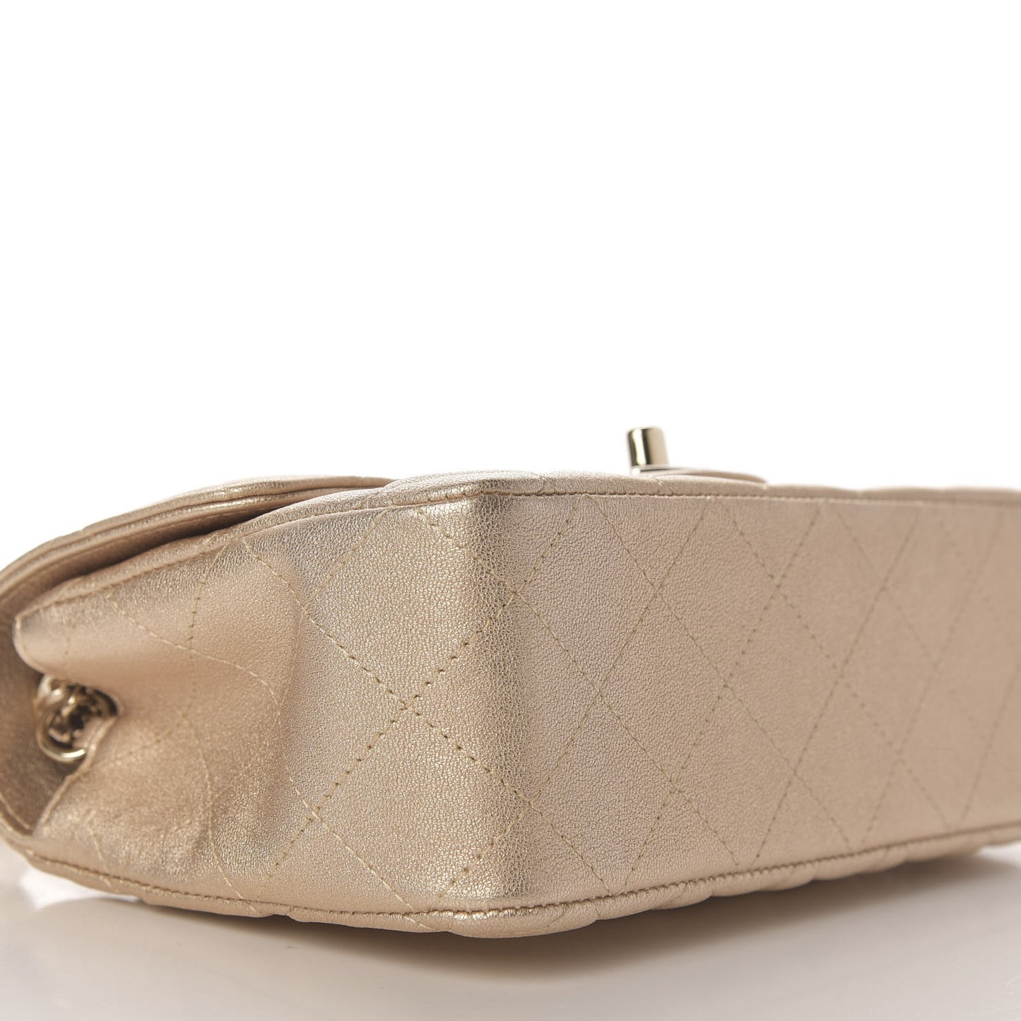 Metallic Lambskin Quilted Mini Rectangular Flap Gold
