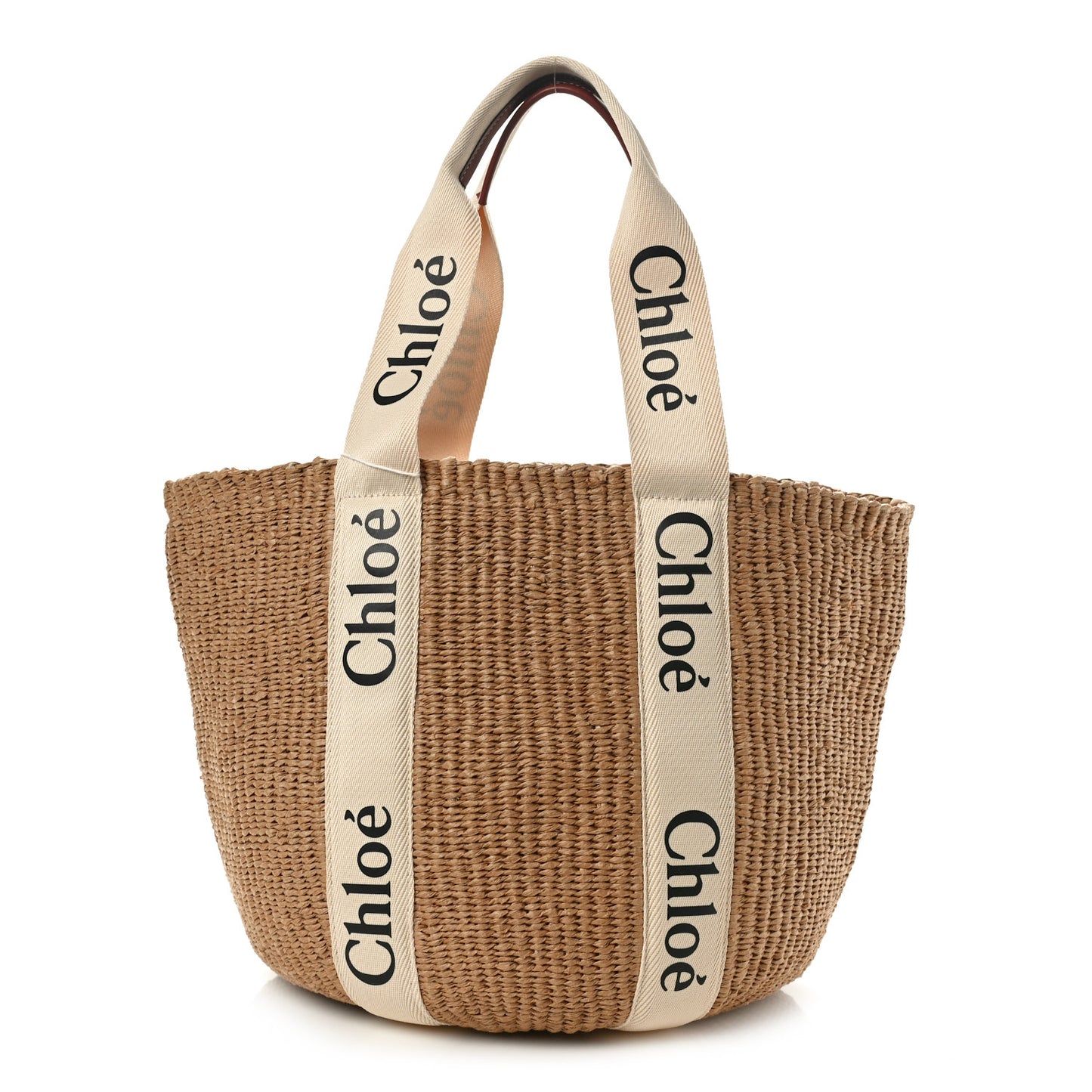 Raffia Large Woody Basket Bag White