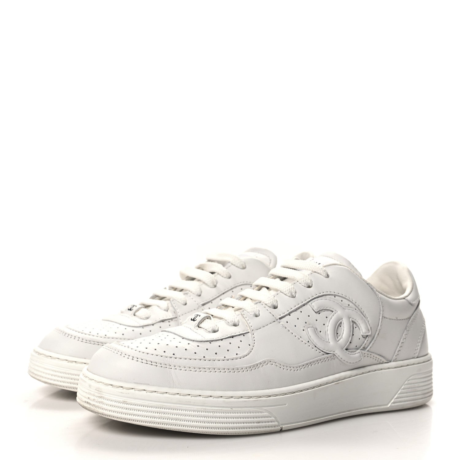 Chanel Calfskin CC Womens Sneakers 38 White 3 of 8