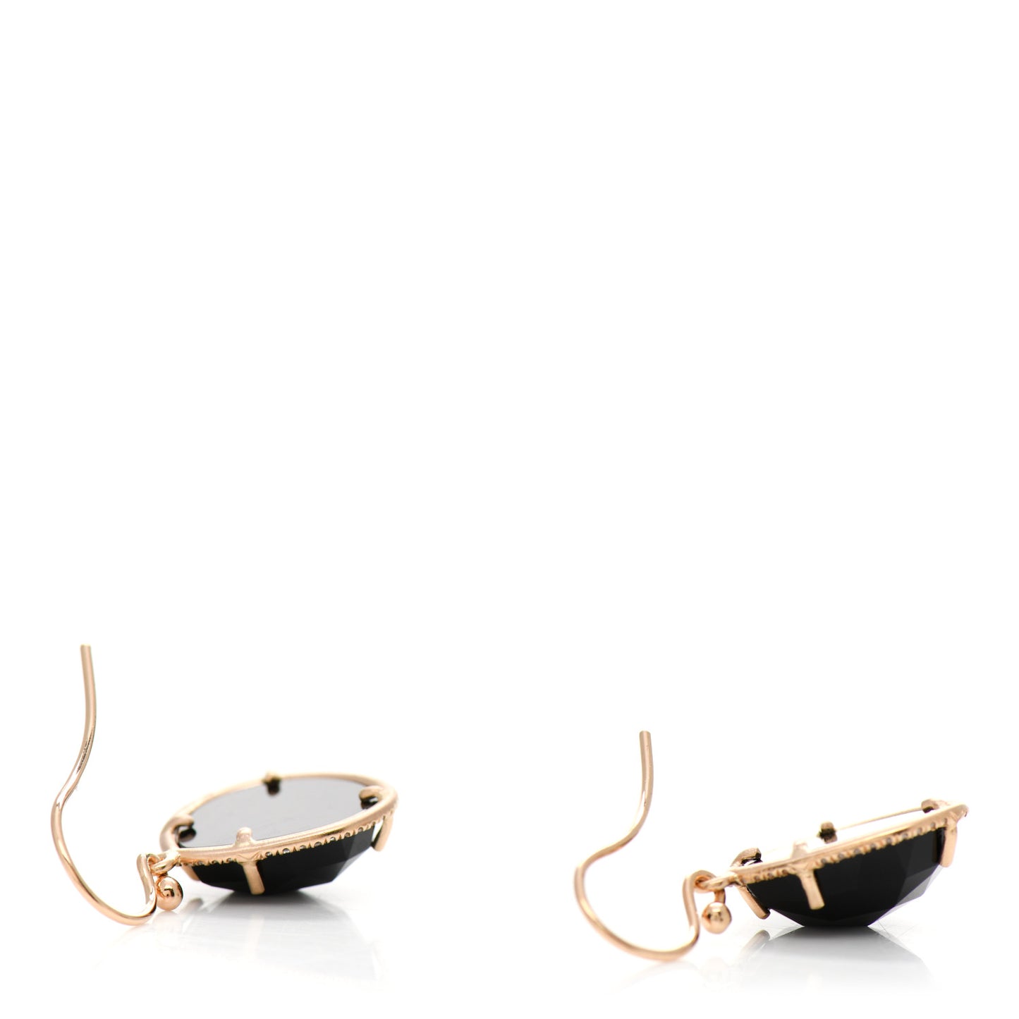 18K Rose Gold Diamond Onyx Classic Pear Drop Earrings