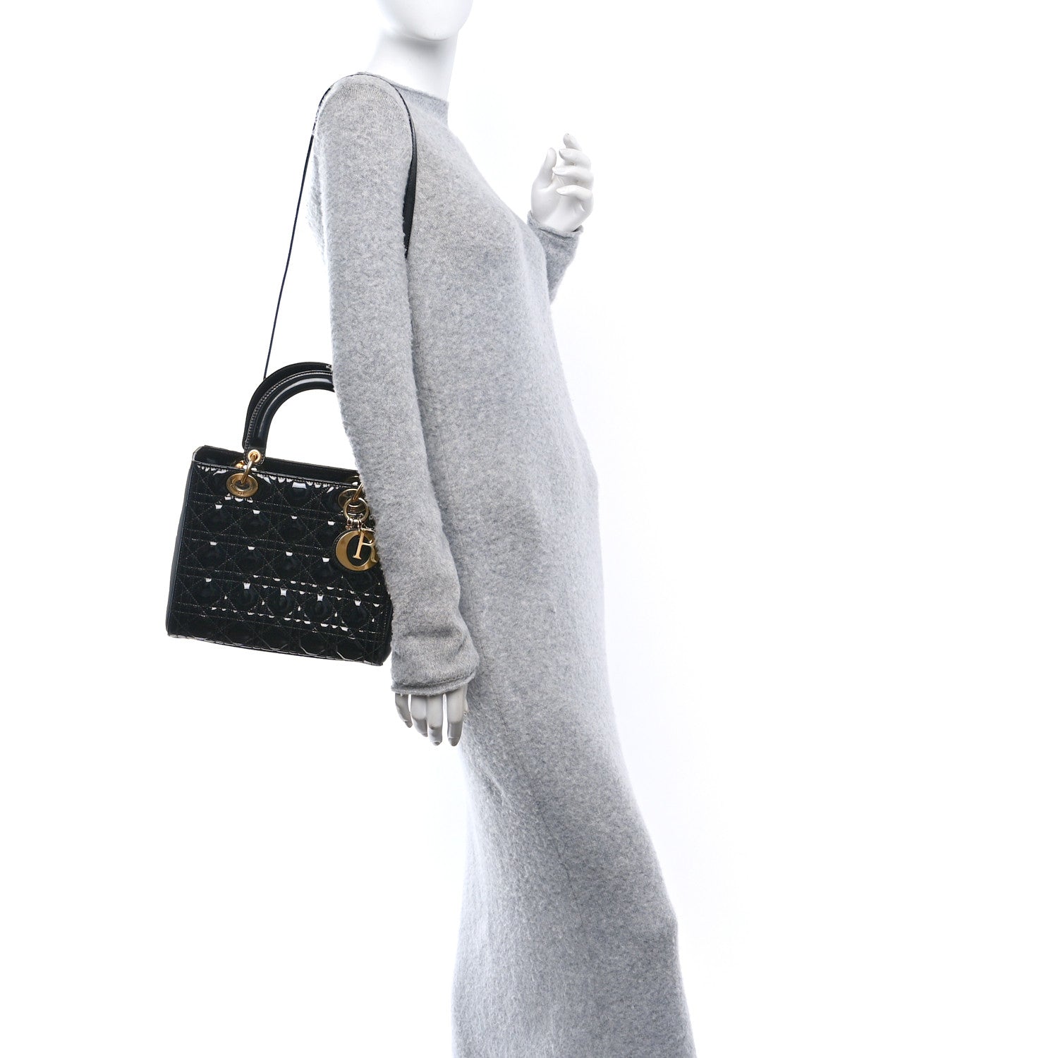 Christian Dior Patent Cannage Medium Lady Dior Black 2 of 10