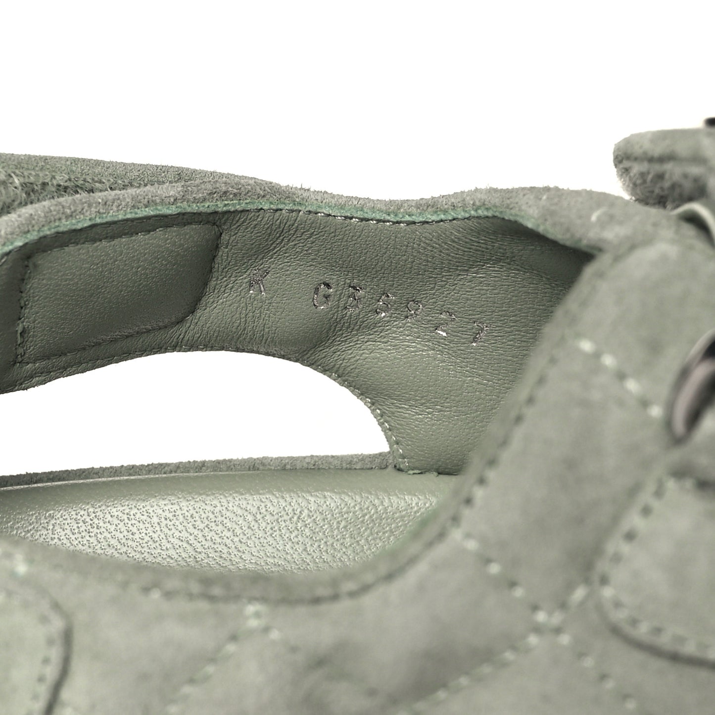 Suede Calfskin Velcro Dad Sandals 40.5 Light Green