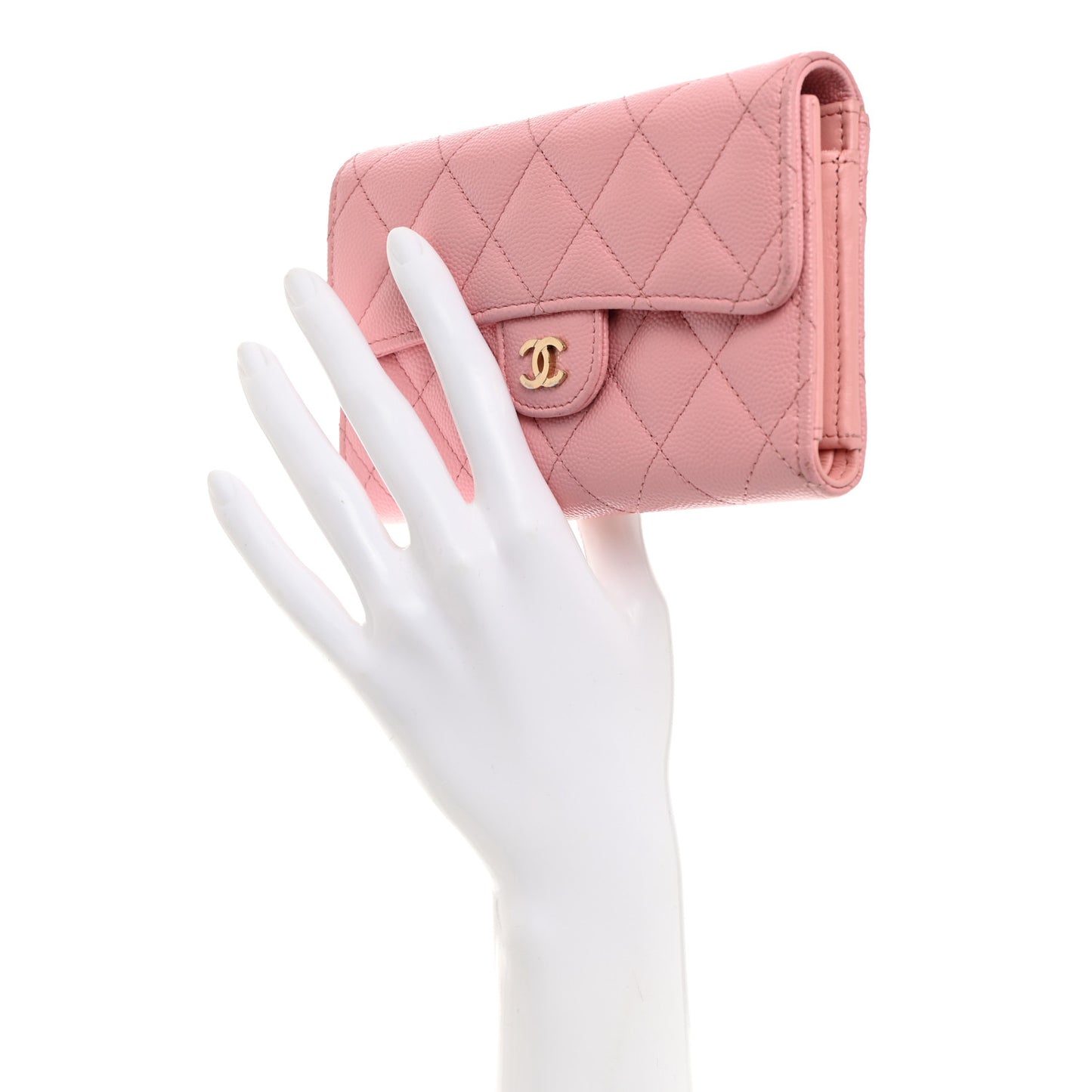 Caviar Quilted Medium Flap Wallet Light Pink