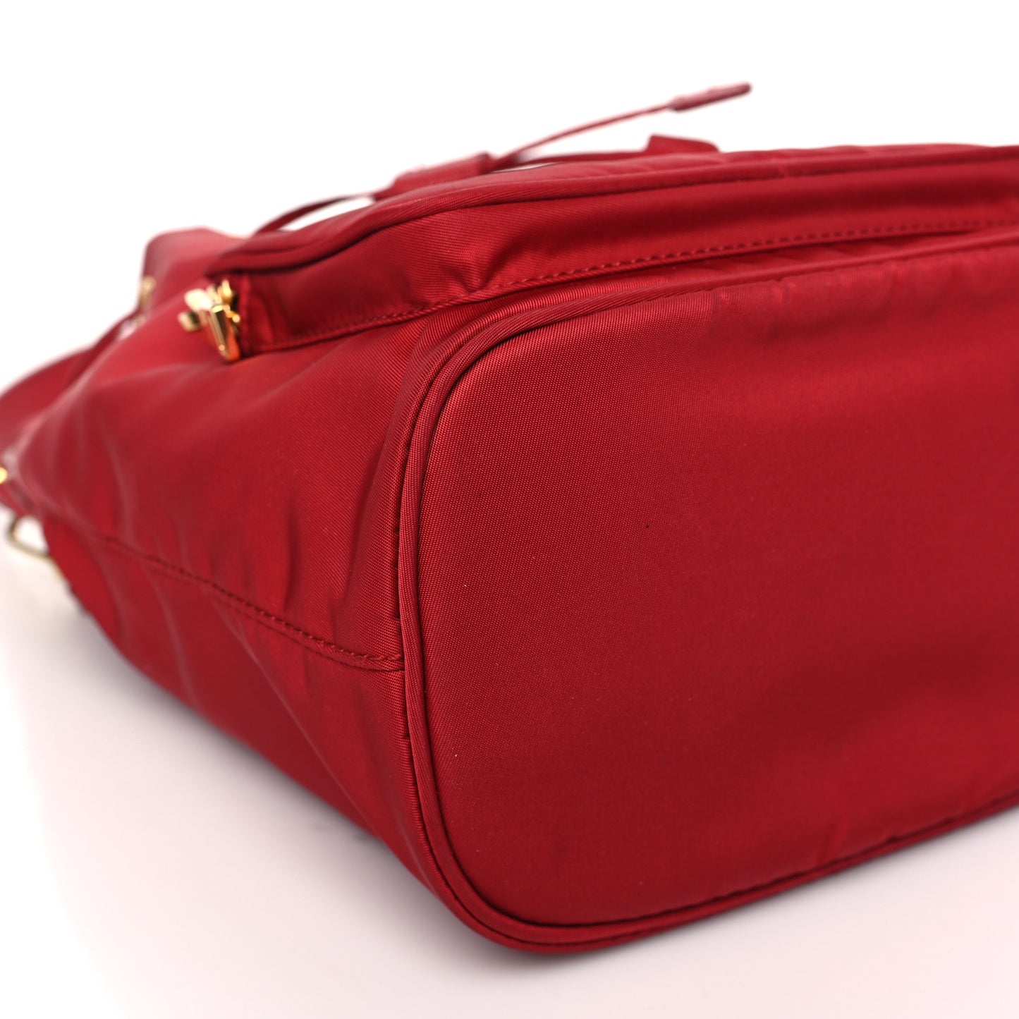 Nylon Vela Saffiano Mini Bucket Crossbody Bag Fuoco