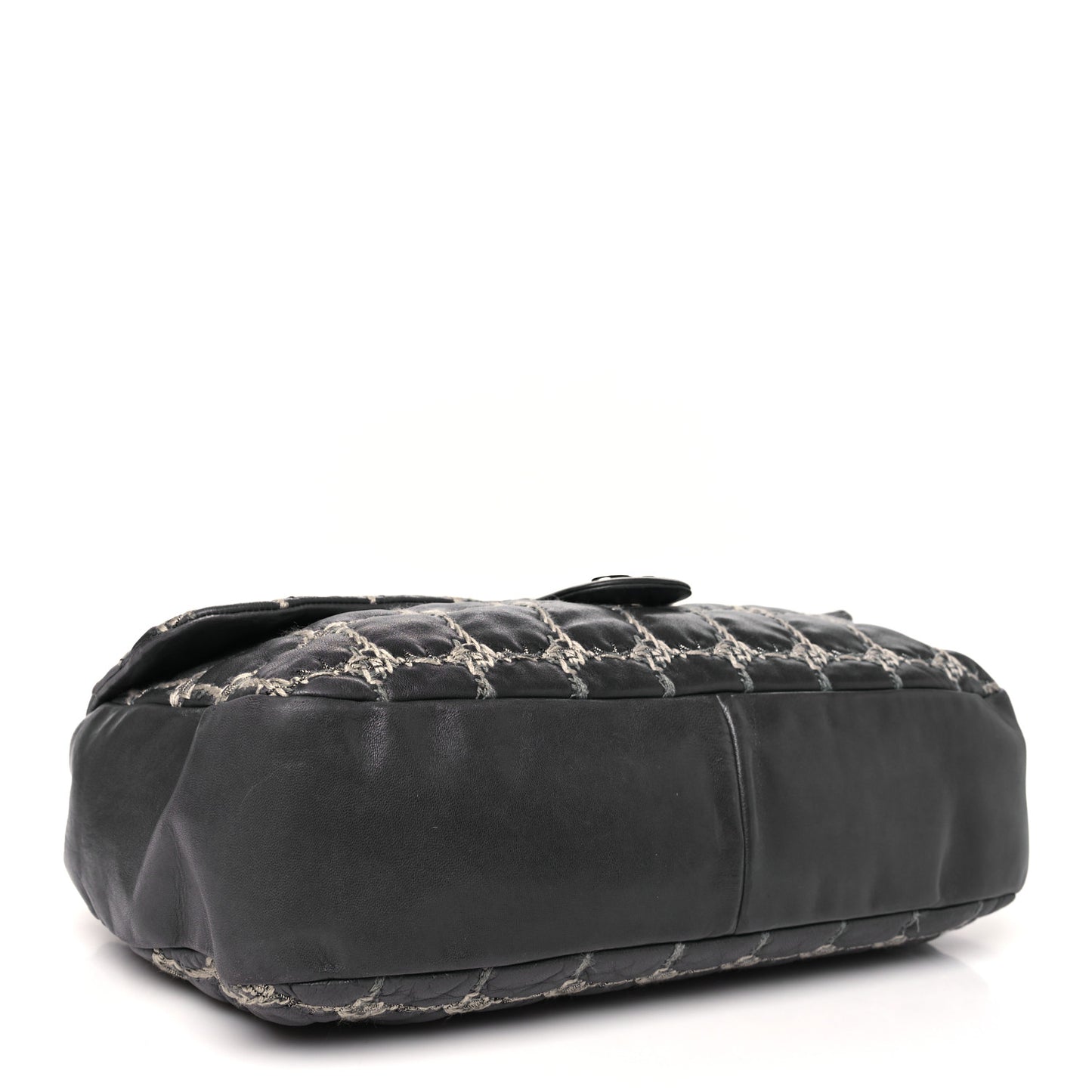 Lambskin Tweed Double Stitch Maxi Flap Grey