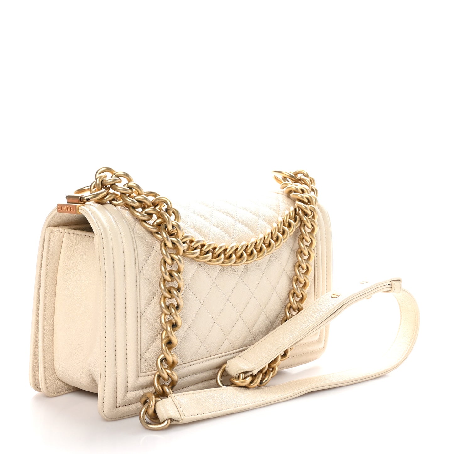 Caviar Quilted Medium Boy Flap White