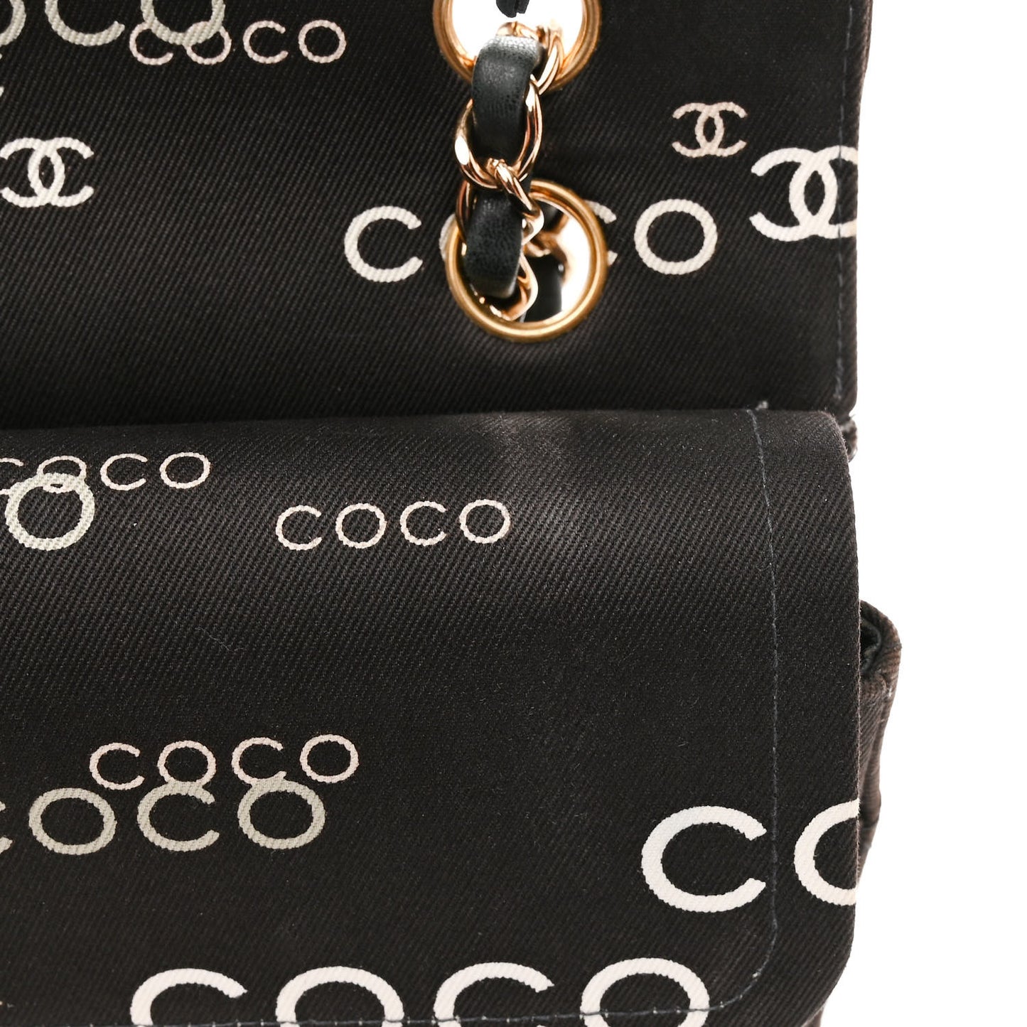 Canvas Coco Printed Quilted Medium Double Flap Black White