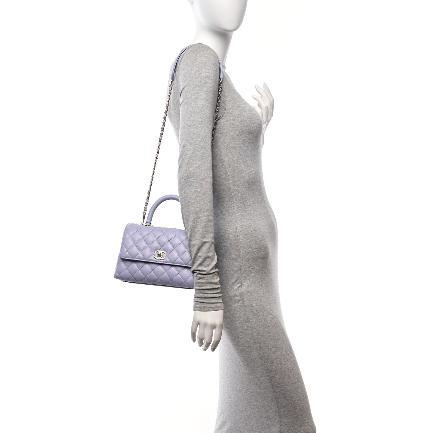Caviar Quilted Mini Coco Handle Flap Light Purple