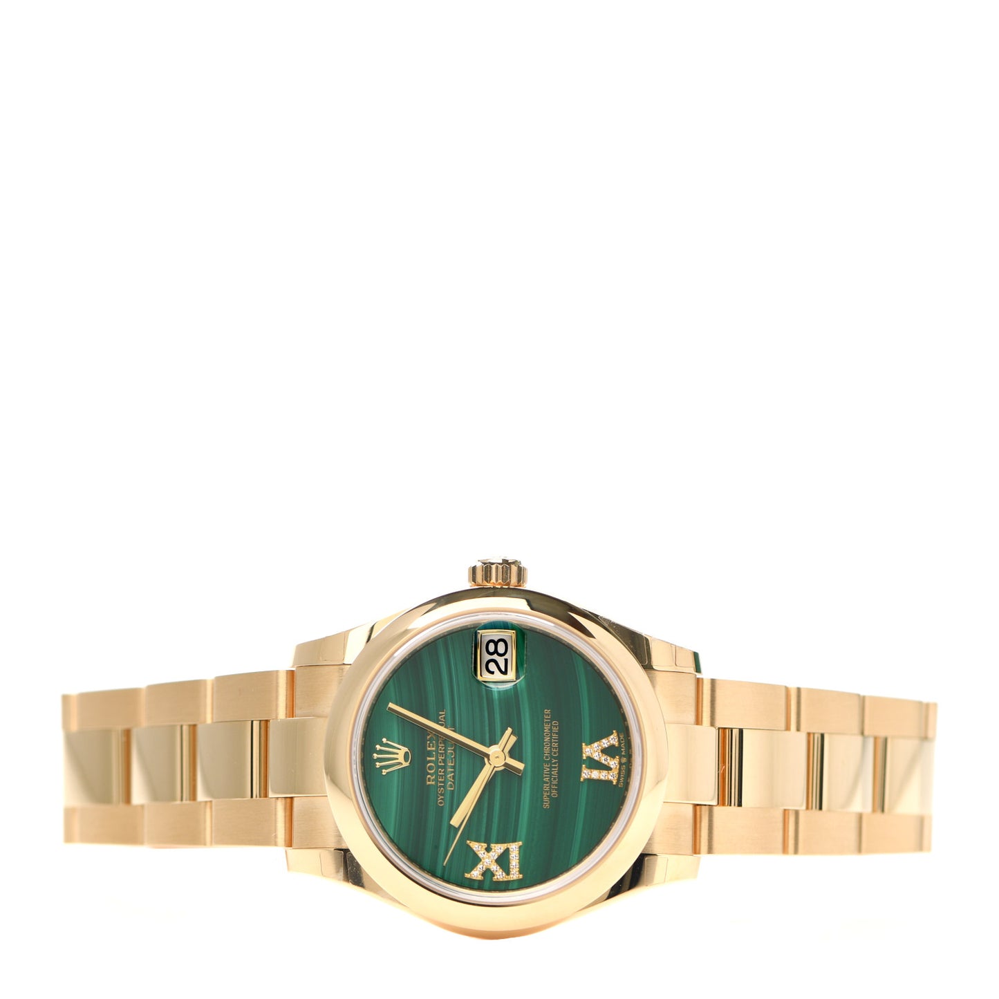 18K Yellow Gold Diamond Malachite 31mm Oyster Perpetual Datejust Watch 278248