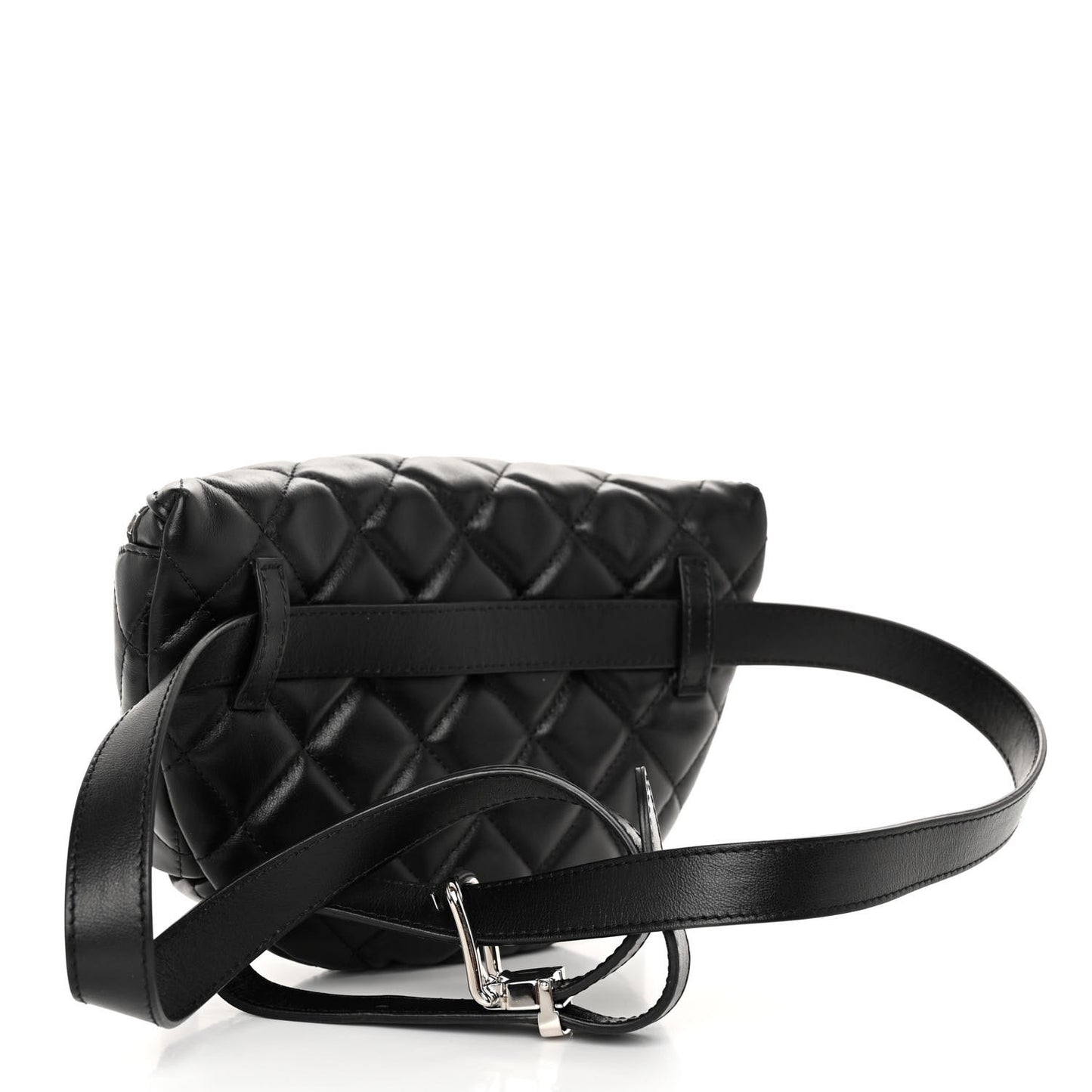Calfskin Quilted Waist Belt Bag Black