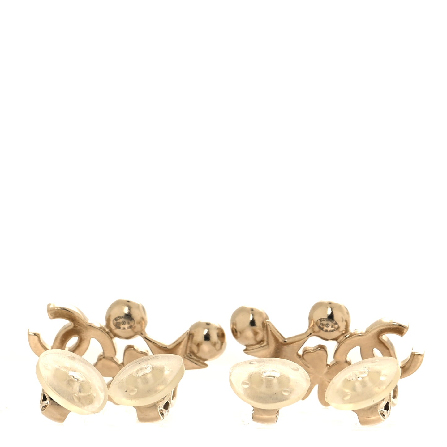 Crystal Pearl CC Star Clover Clip On Earrings Gold Pearly White
