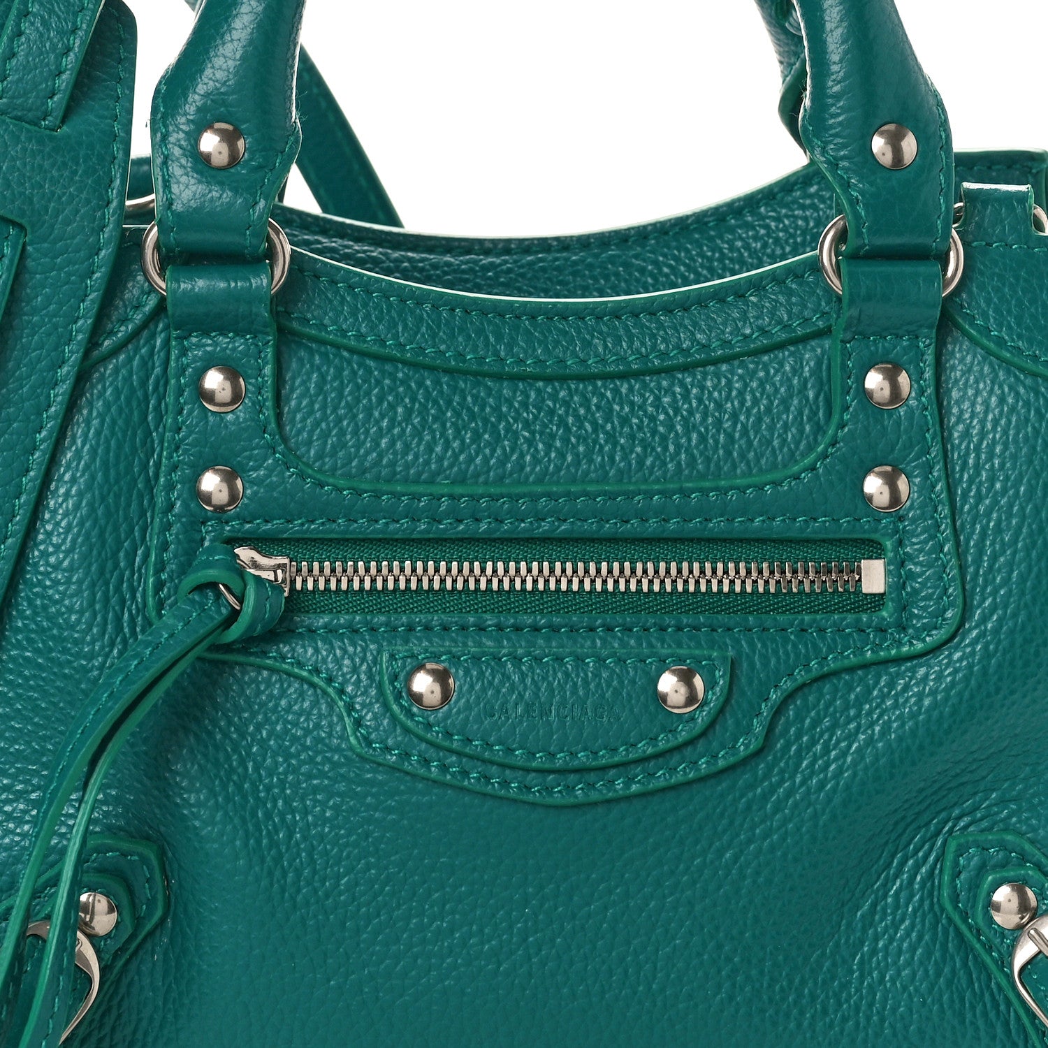 Balenciaga Grained Calfskin Neo Classic Silver Hardware Mini City Jade 8 of 10