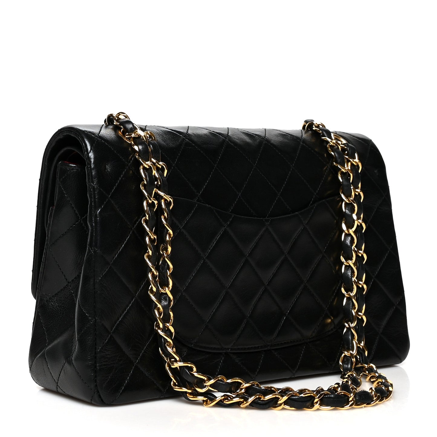 Lambskin Quilted Medium Double Flap Black