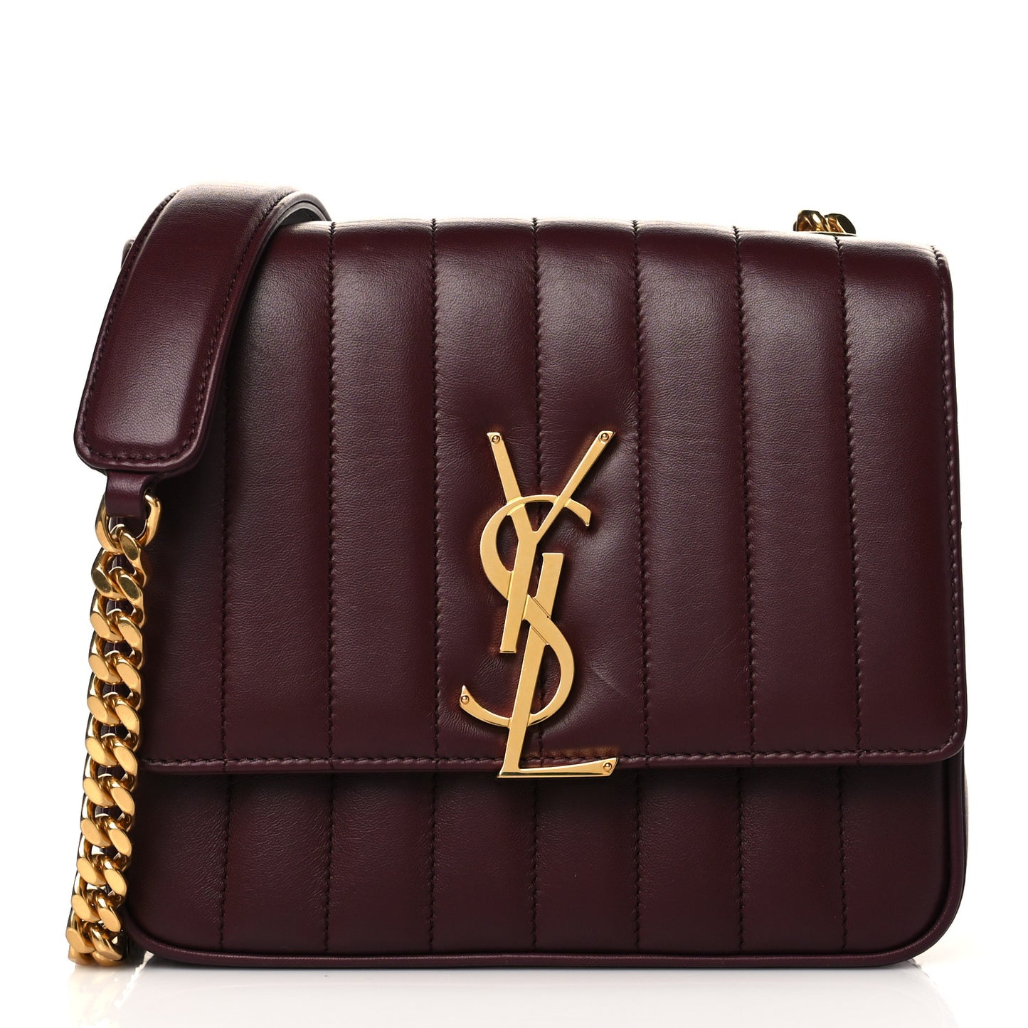 Lambskin Matelasse Monogram Medium Vicky Chain Bag Dark Legion Red