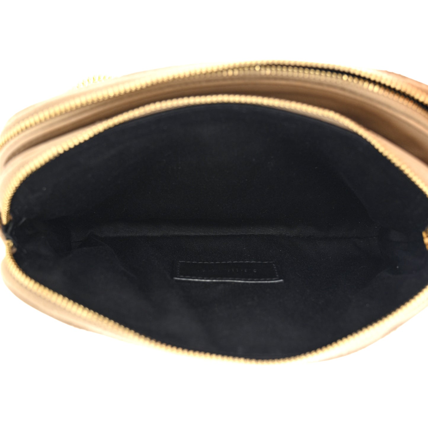 Grained Lambskin Quilted Mini Becky Double Zip Bag Natural Tan