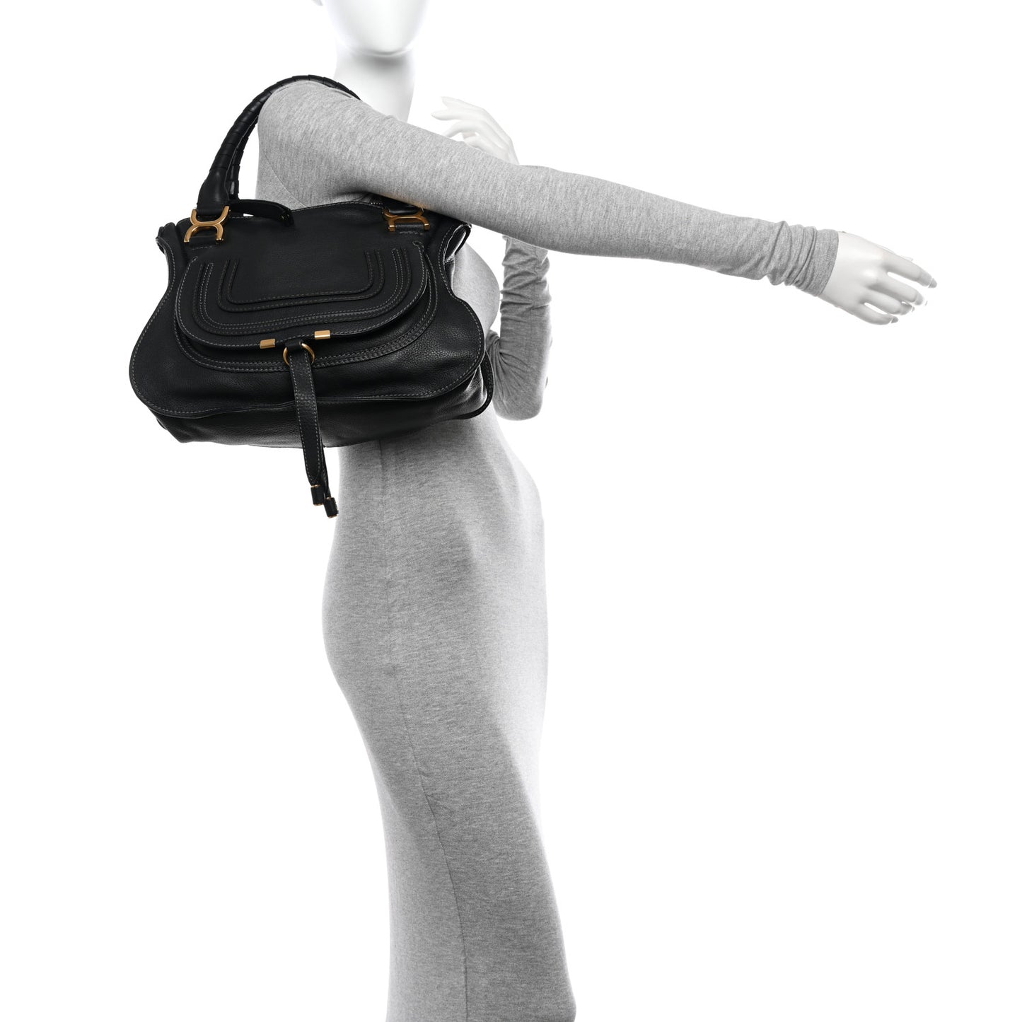 Calfskin Medium Marcie Satchel Black