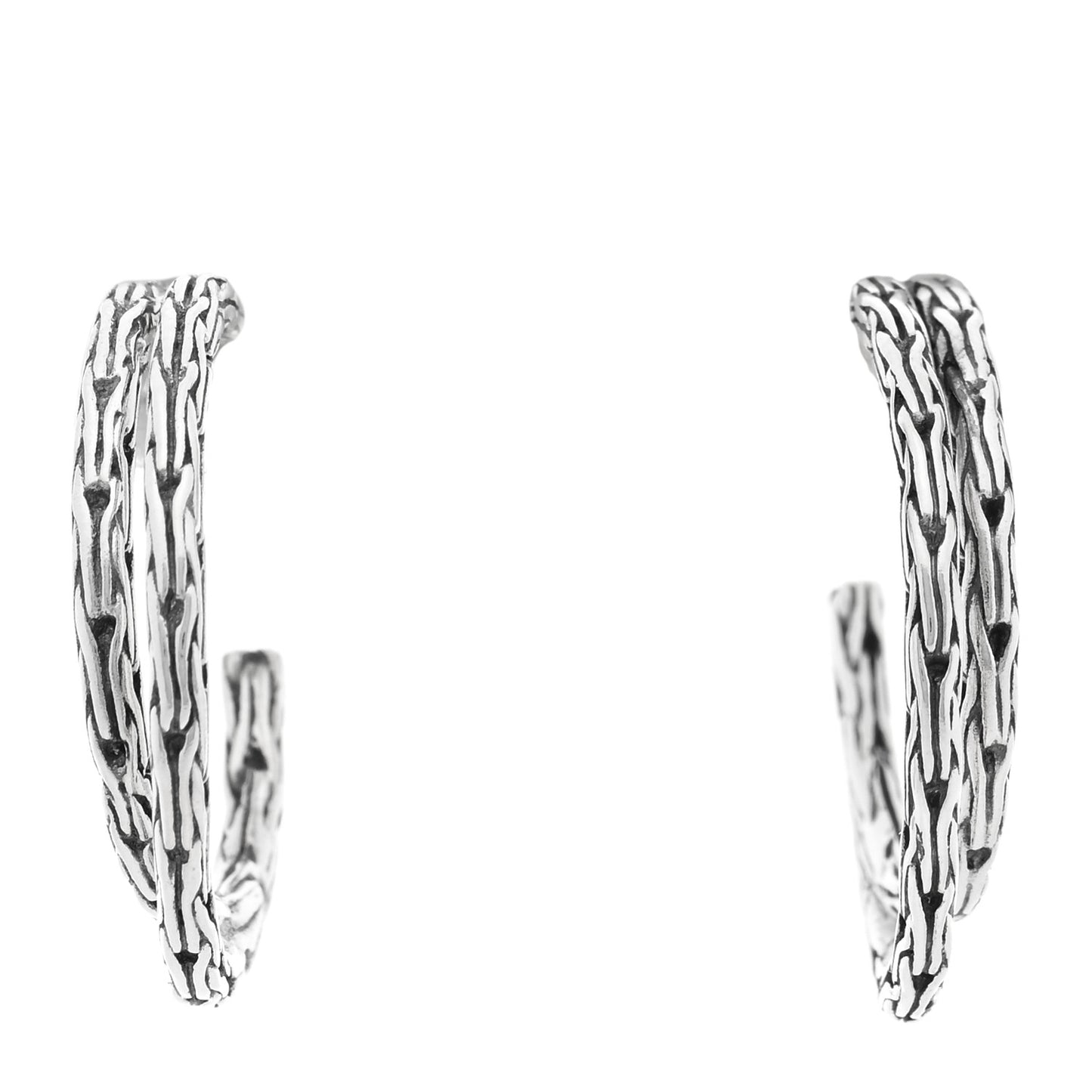 Sterling Silver Classic Chain Double Hoop Earrings
