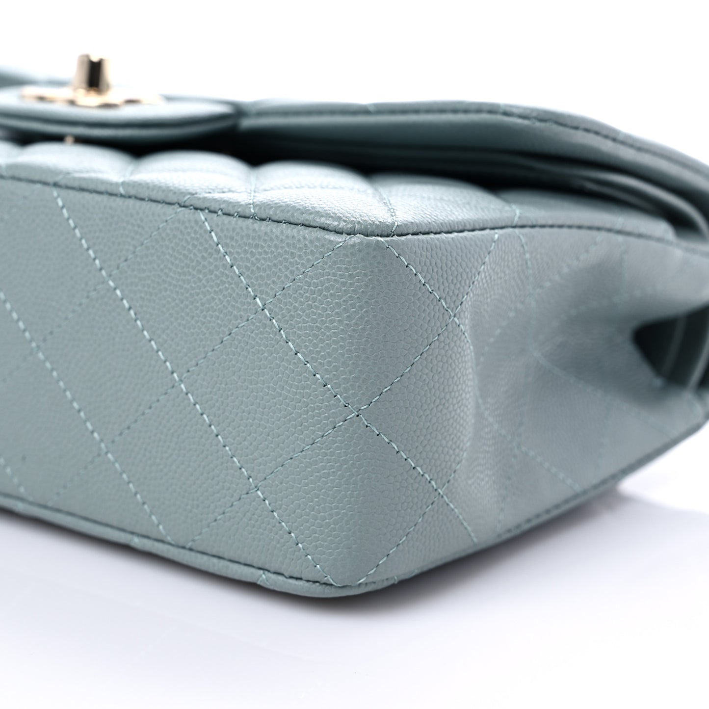 Caviar Quilted Small Double Flap Grey