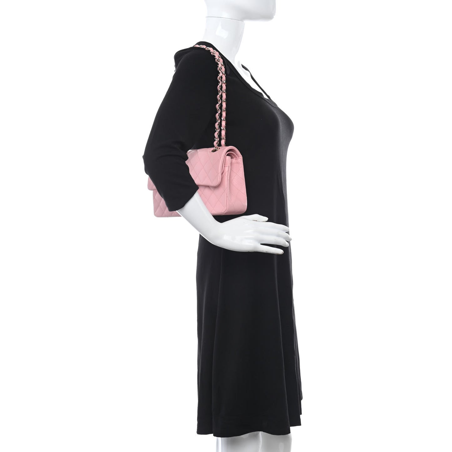 Caviar Quilted Small Double Flap Pink