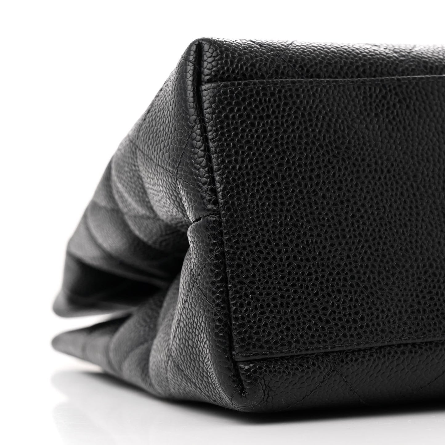 Caviar Quilted Small Shopping Tote Black