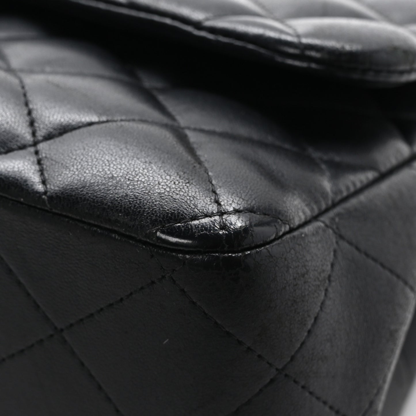 Lambskin Quilted Jumbo Double Flap Black