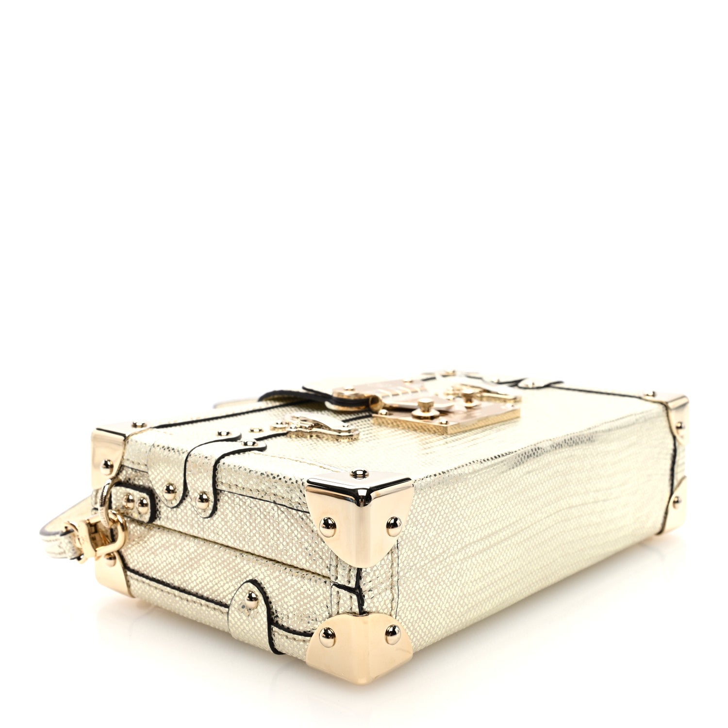 Louis Vuitton Metallic Lizard Petite Malle Silver 4 of 9