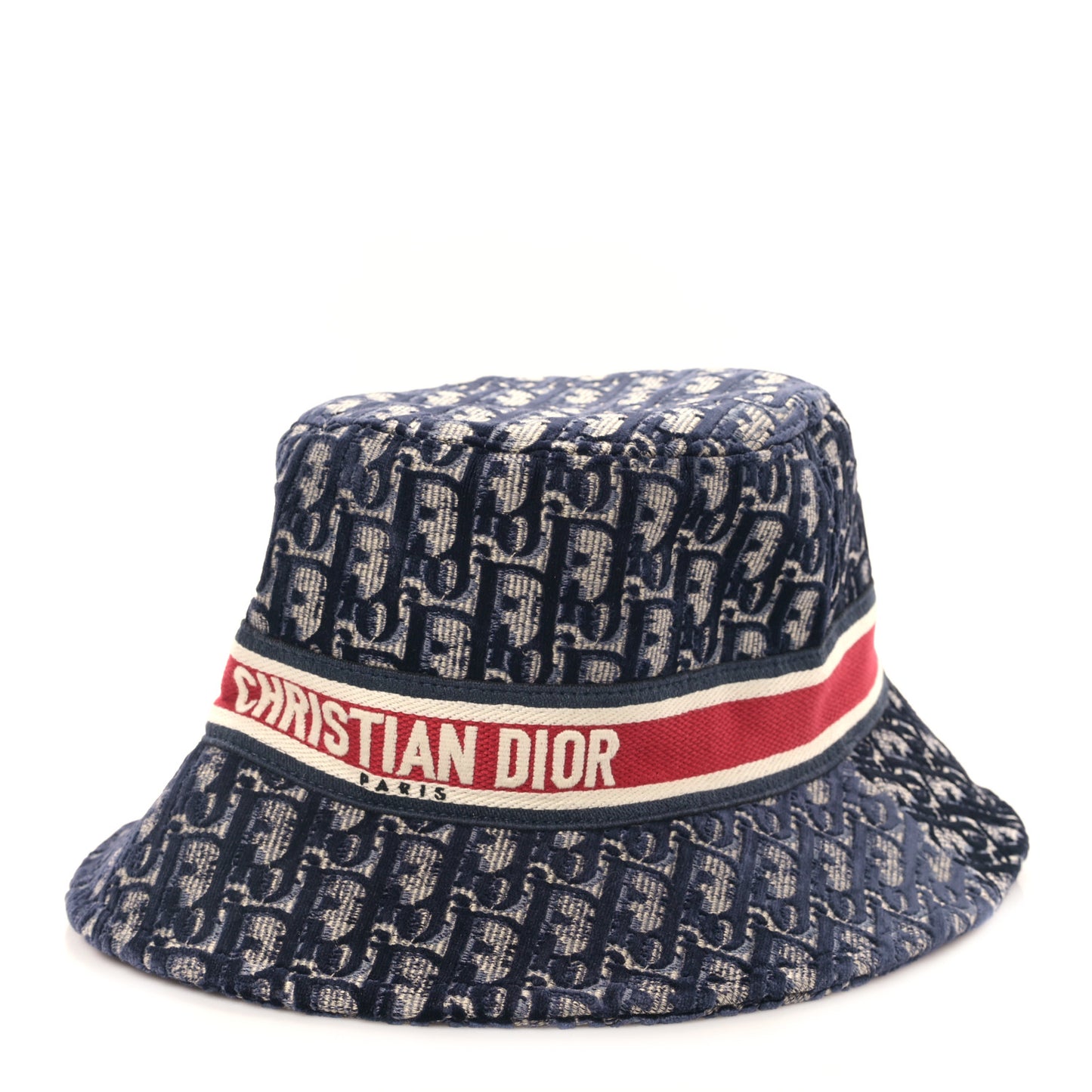 Velvet Oblique Large Brim Bucket Hat 57 Bleu Red