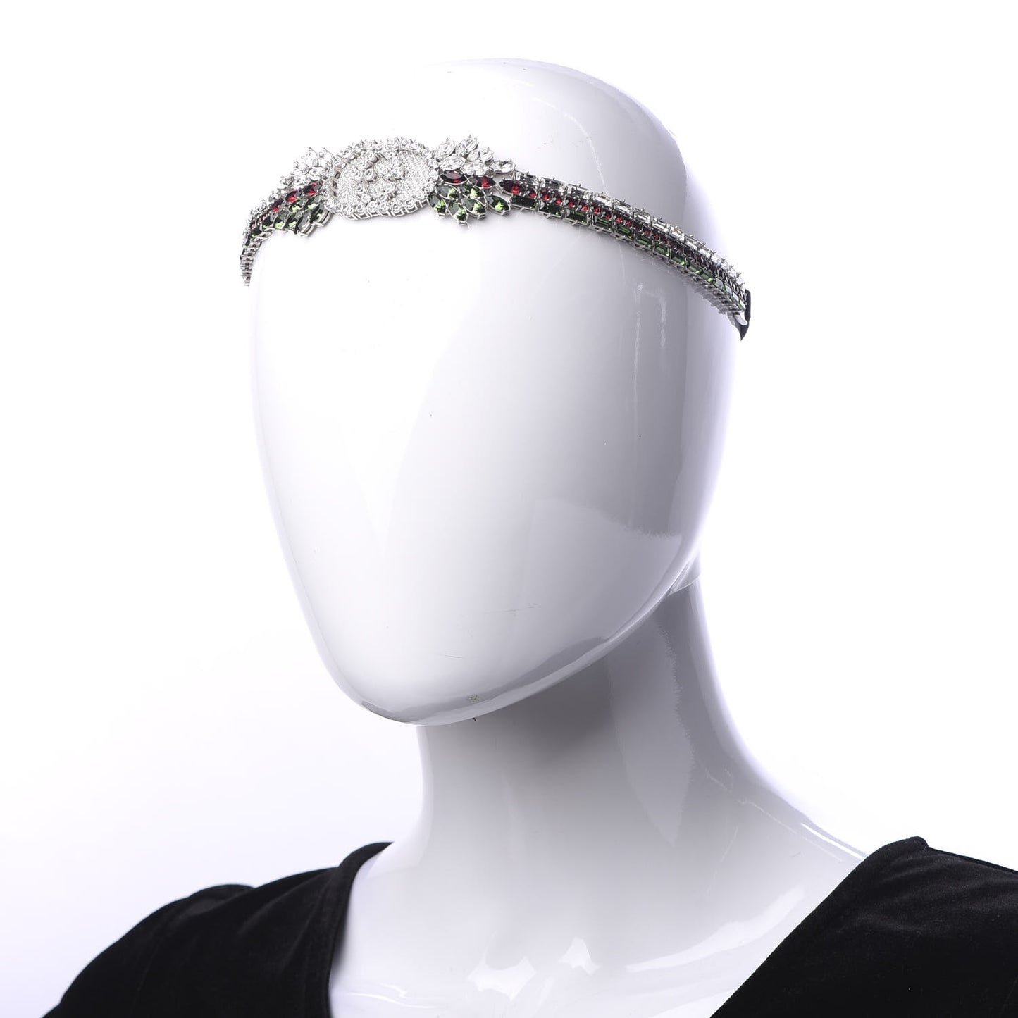 Crystal Embellished Interlocking GG Headband Green Red