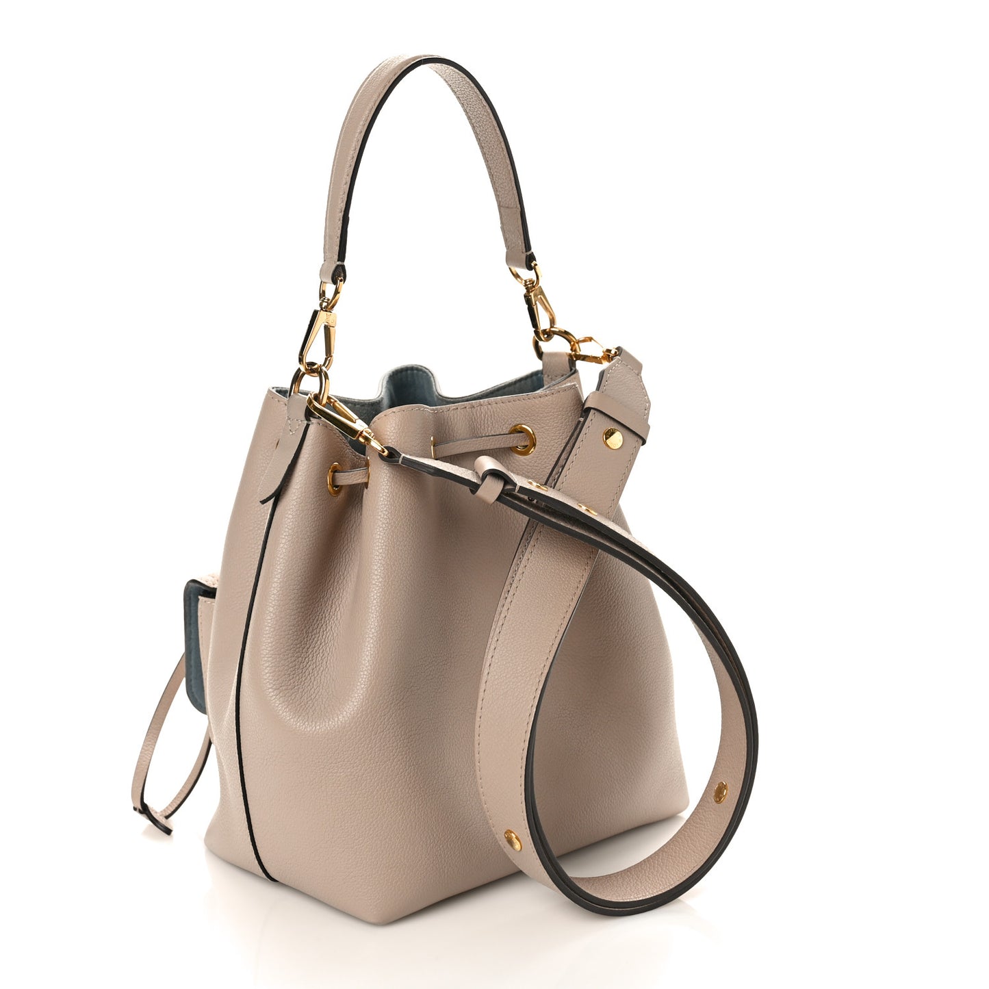 Calfskin Lockme Bucket MM Greige