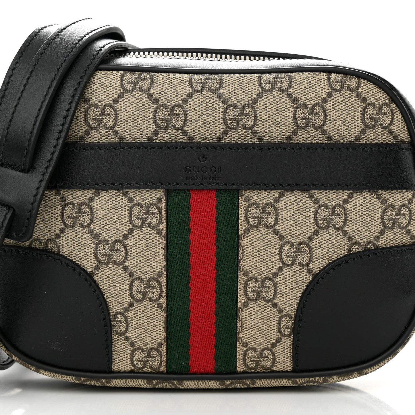 GG Supreme Monogram Web Small Shoulder Bag Black