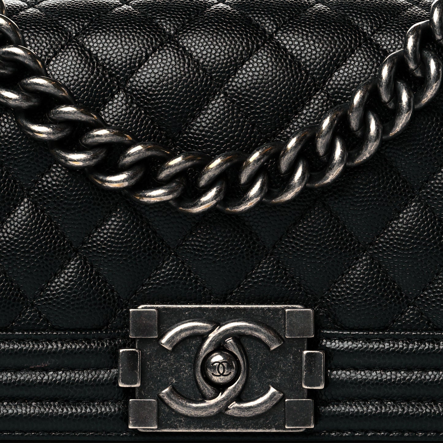 Caviar Quilted Small Boy Flap Black