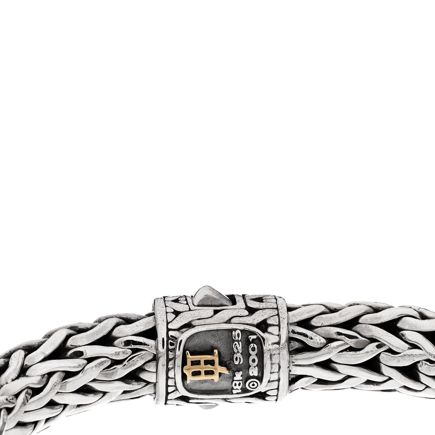 Sterling Silver 18K Yellow Gold Diamond 11mm Classic Chain Bracelet
