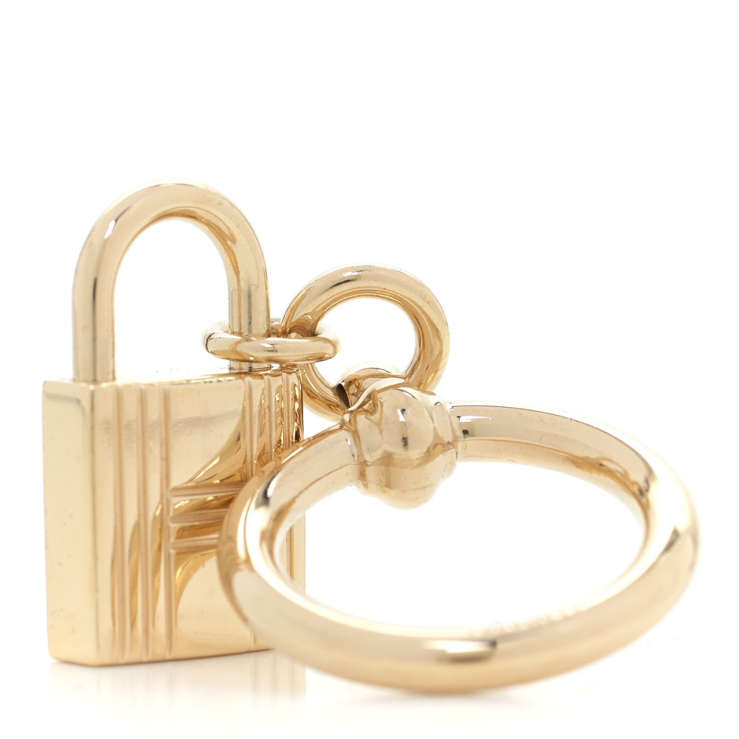 Hermes Permabrass Loop Charms Cadenas Scarf Ring Gold 2 of 5