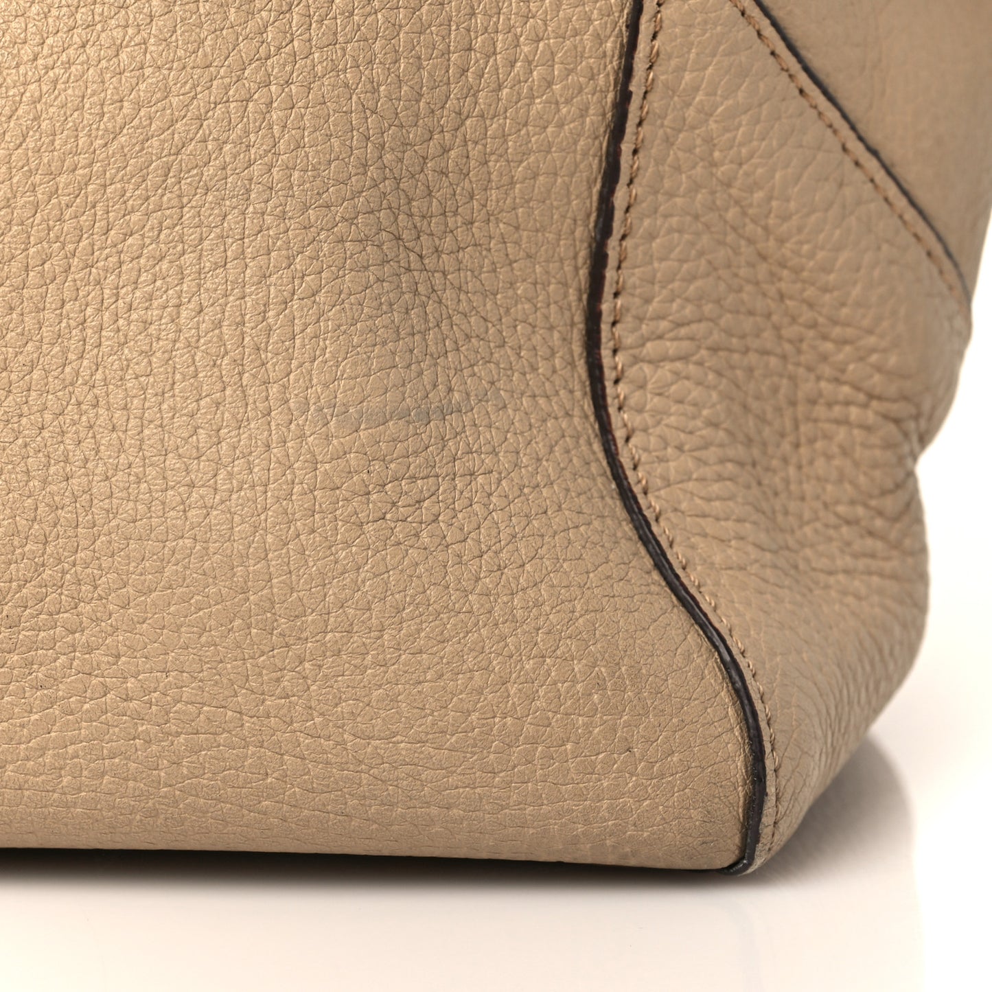 Grained Calfskin Studded Satchel Beige