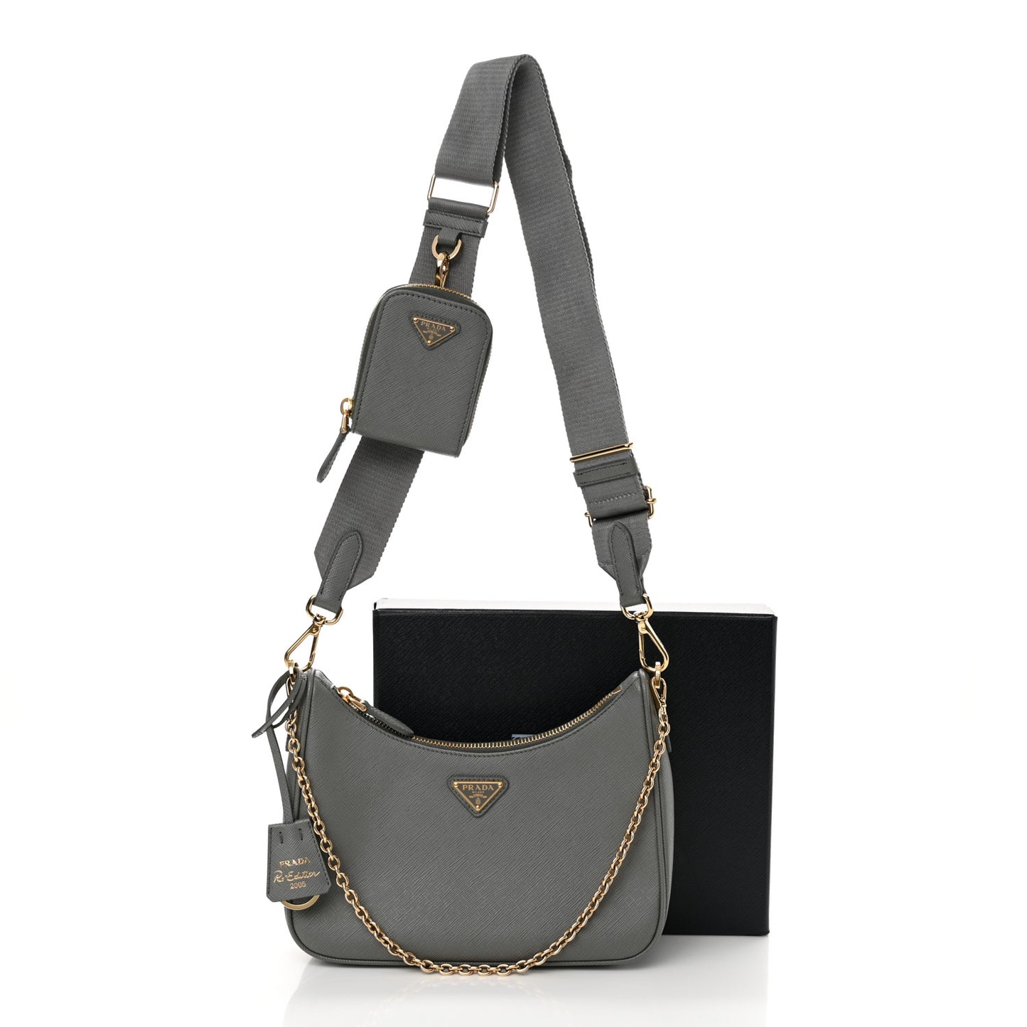 Saffiano Lux Re-Edition 2005 Shoulder Bag Slate