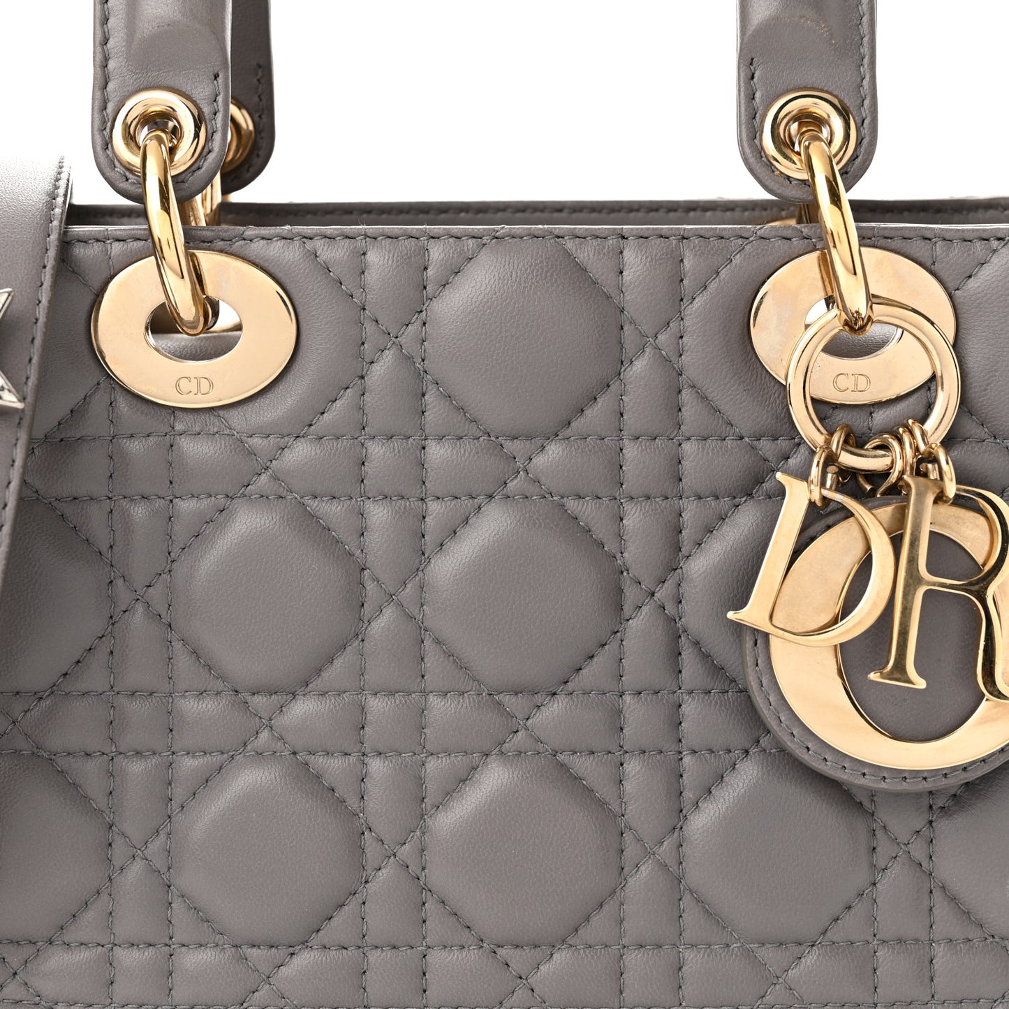 Lambskin Cannage Small Lucky Badges My Lady Dior Grey