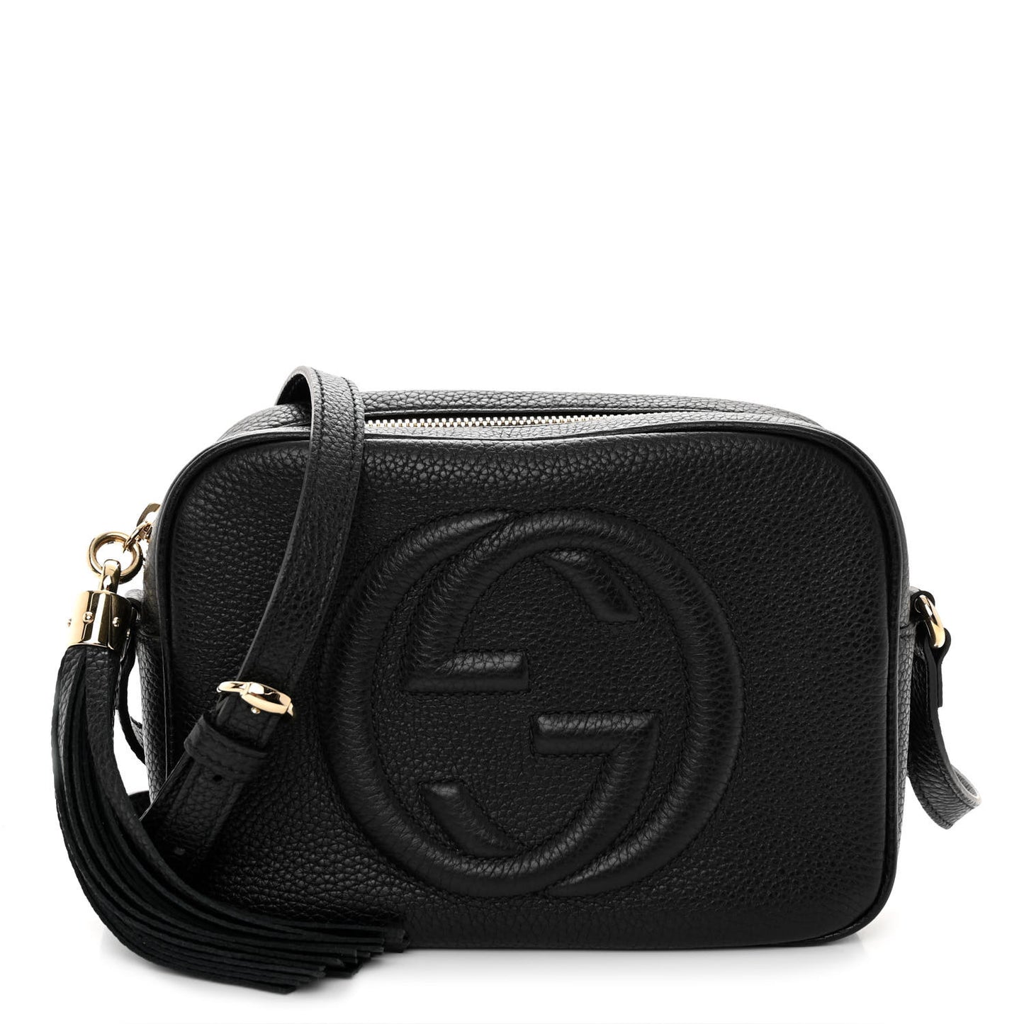 Pebbled Calfskin Small Soho Disco Bag Black