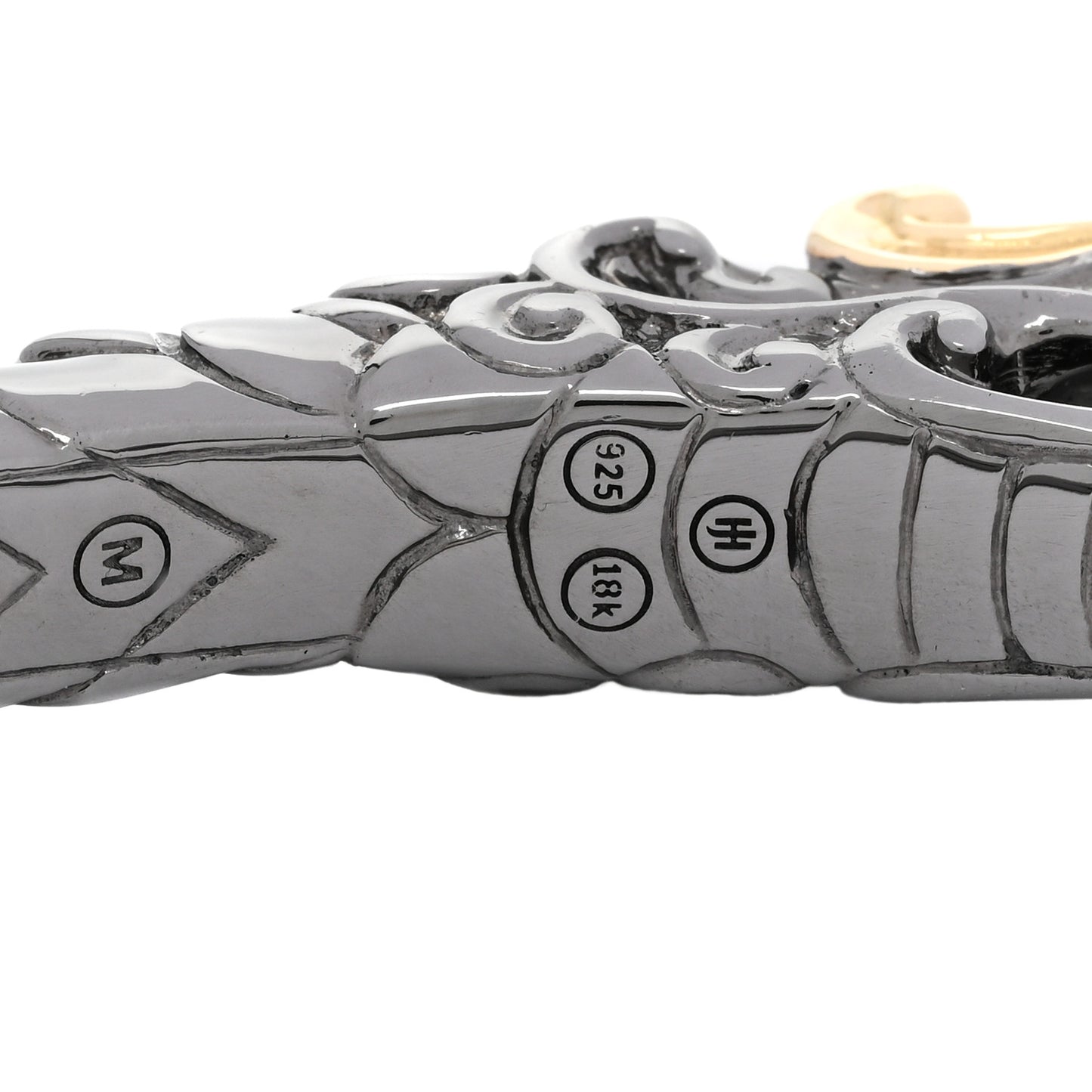 Darkened Sterling Silver 18K Yellow Gold Blue Sapphire Legends Naga Dragon Cuff Bracelet