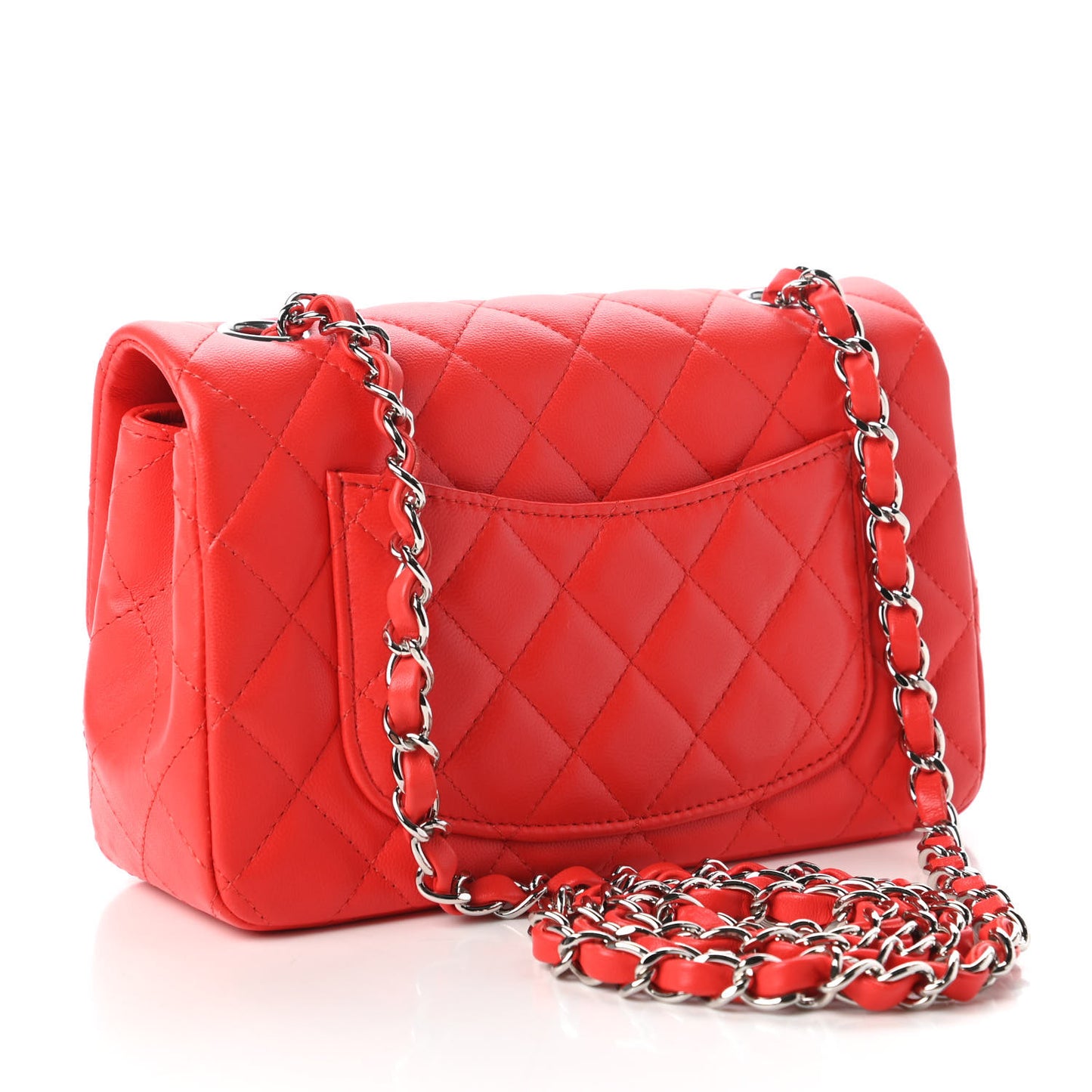 Lambskin Quilted Mini Rectangular Flap Red