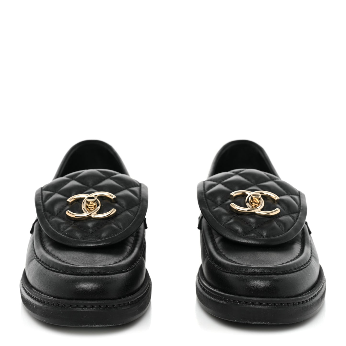 Lambskin Quilted CC Turnlock Loafers 36.5 Black