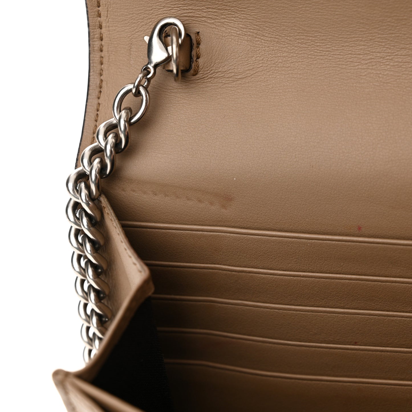 GG Supreme Monogram Mini Dionysus Chain Wallet Beige Taupe