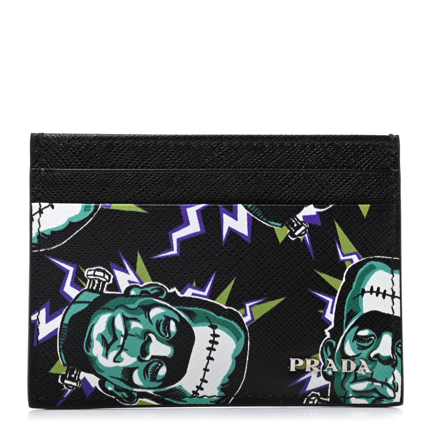 新品未使用PRADA メッセージカードスタンド Prada X UNIVERSAL STUDIOS Saffiano Frankenstein Card Holder Menta