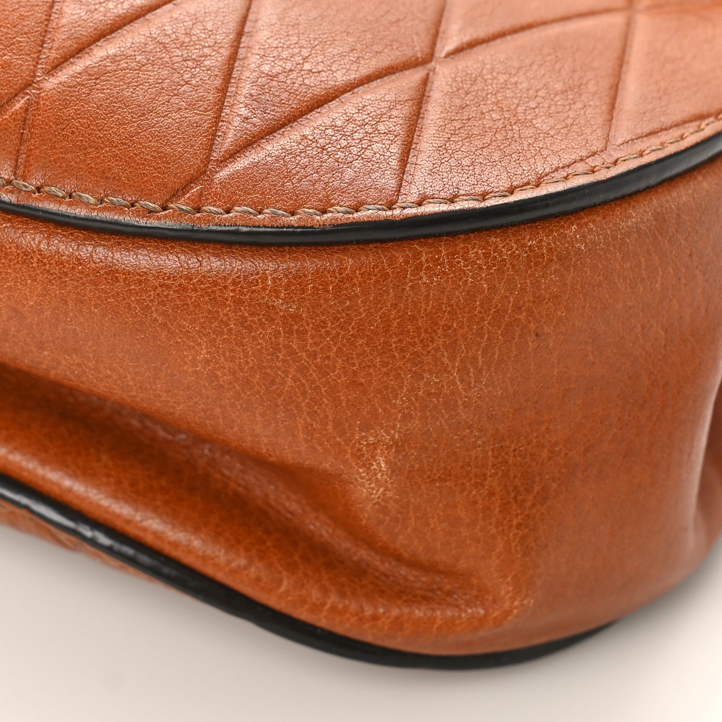 Lambskin Diamond Embossed Small Drew Shoulder Bag Caramel