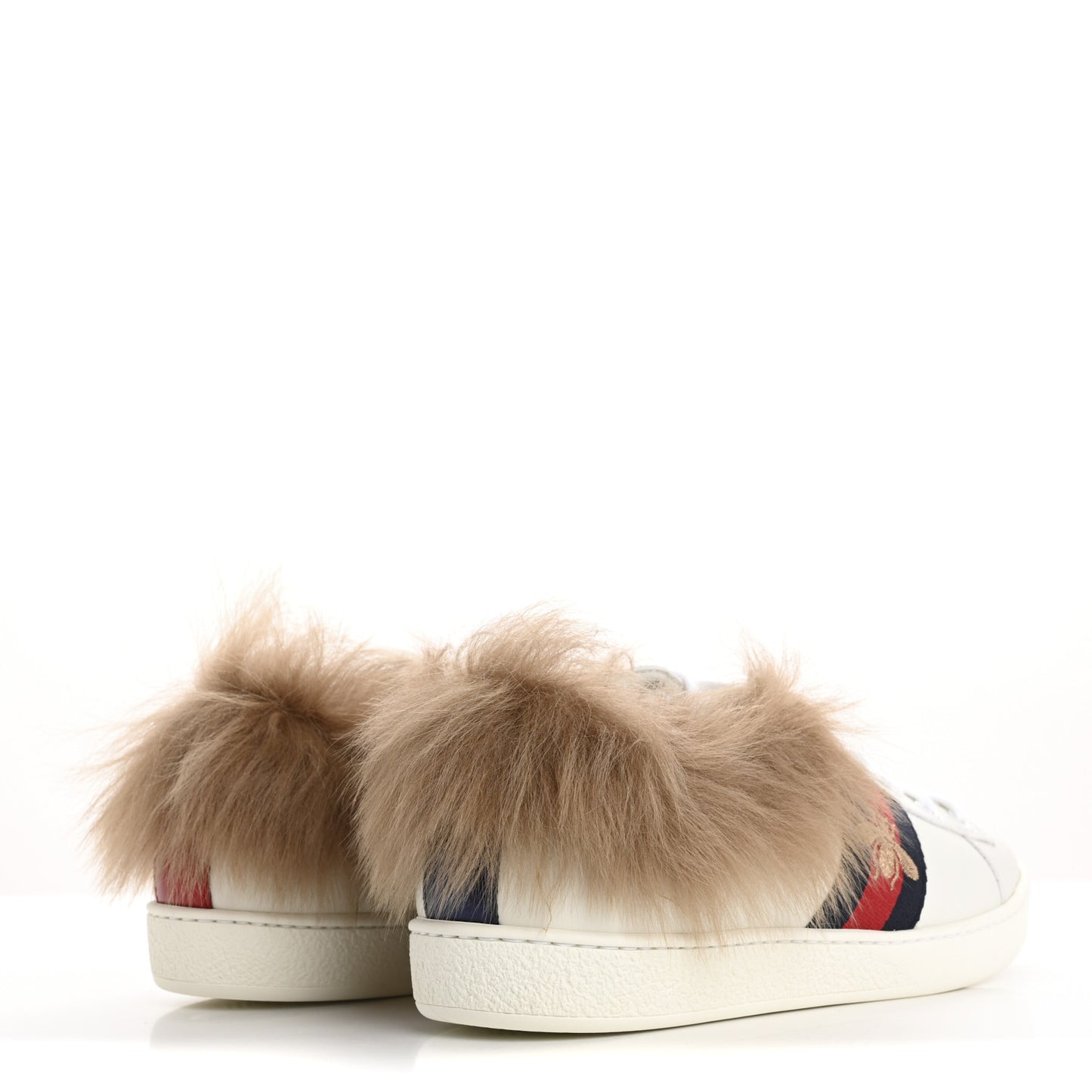 Calfskin Wool Web Bee Embroidered Womens Ace Sneakers 36 White