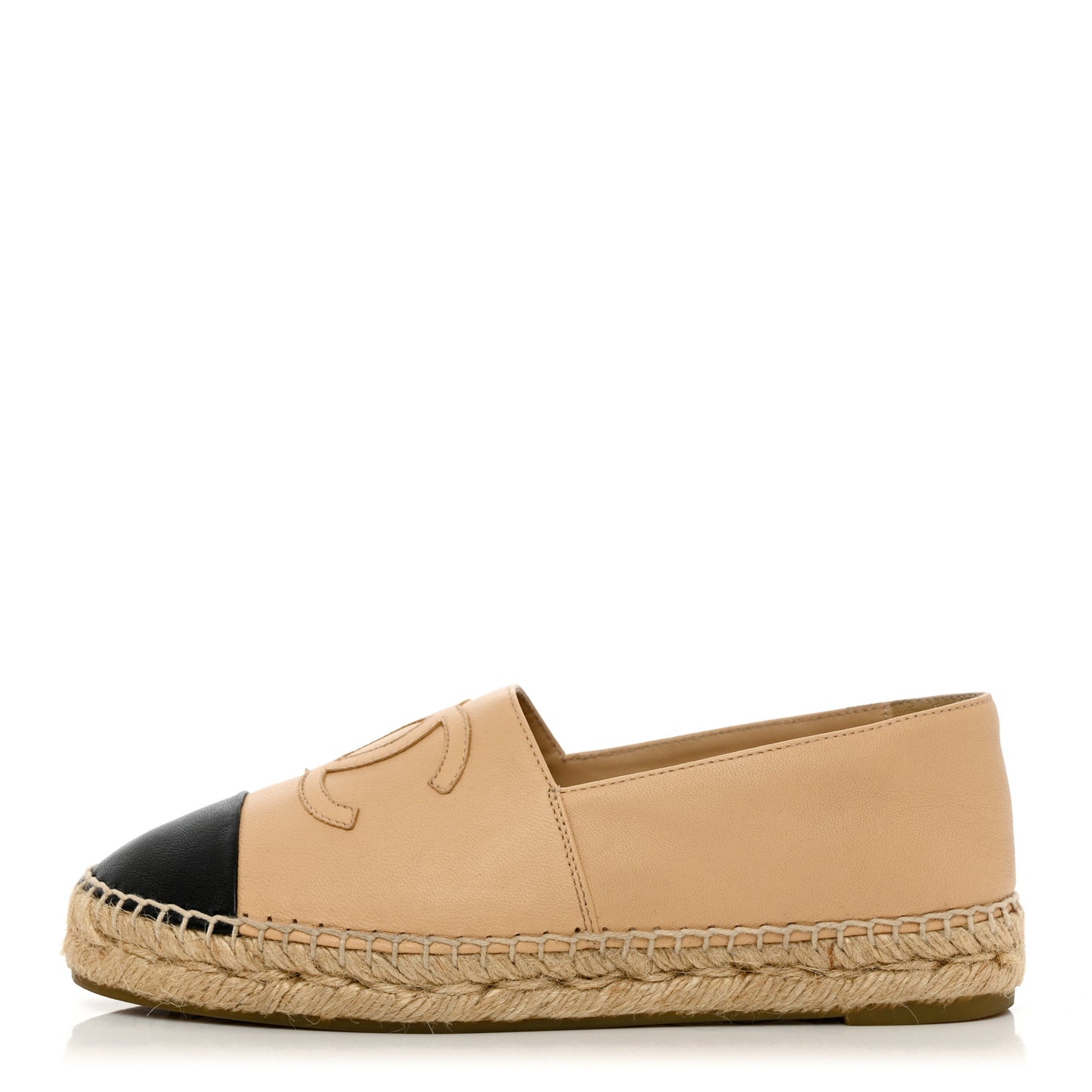 Lambskin CC Espadrilles 36 Beige Black