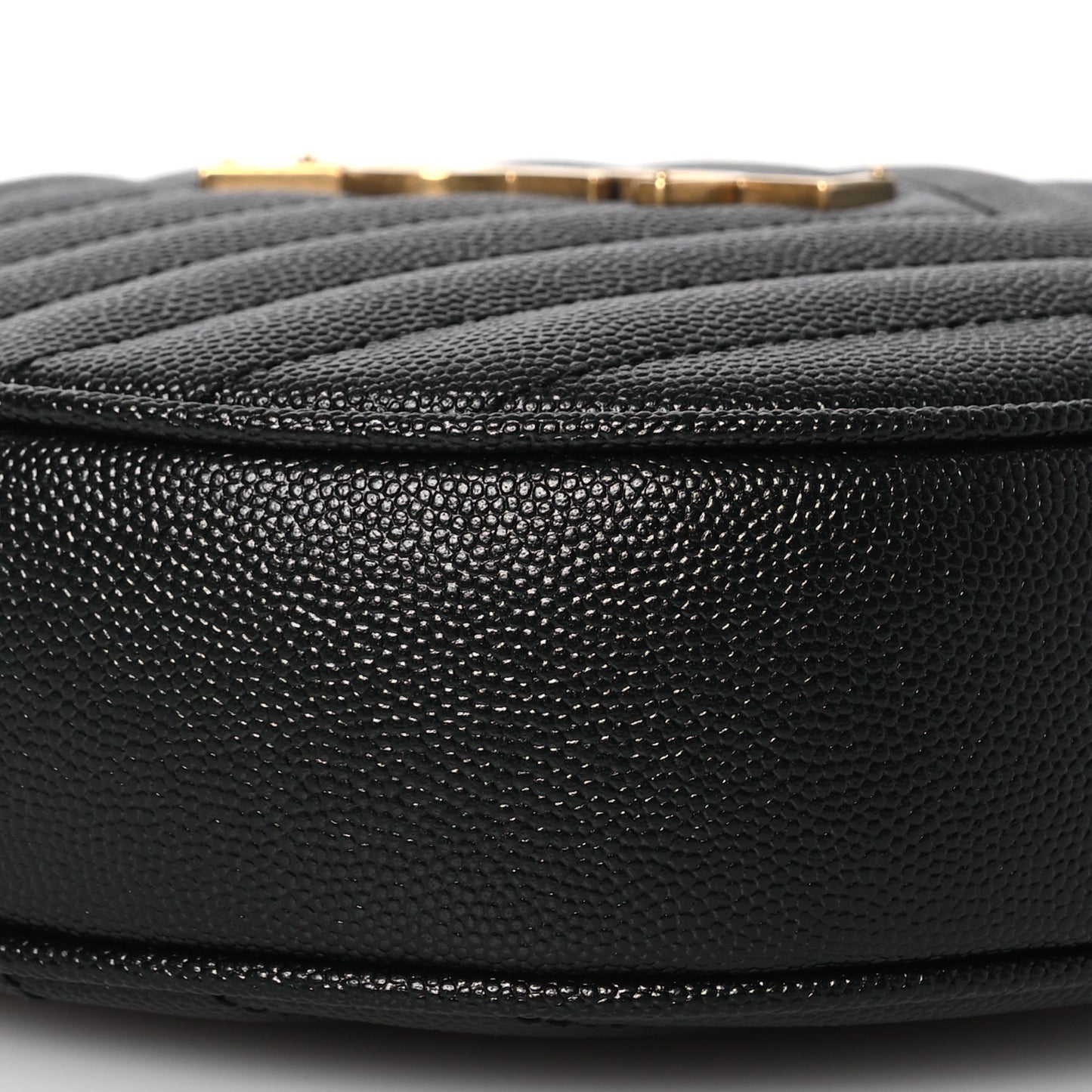 Grain De Poudre Matelasse Chevron Quilted Round Vinyle Camera Bag Black